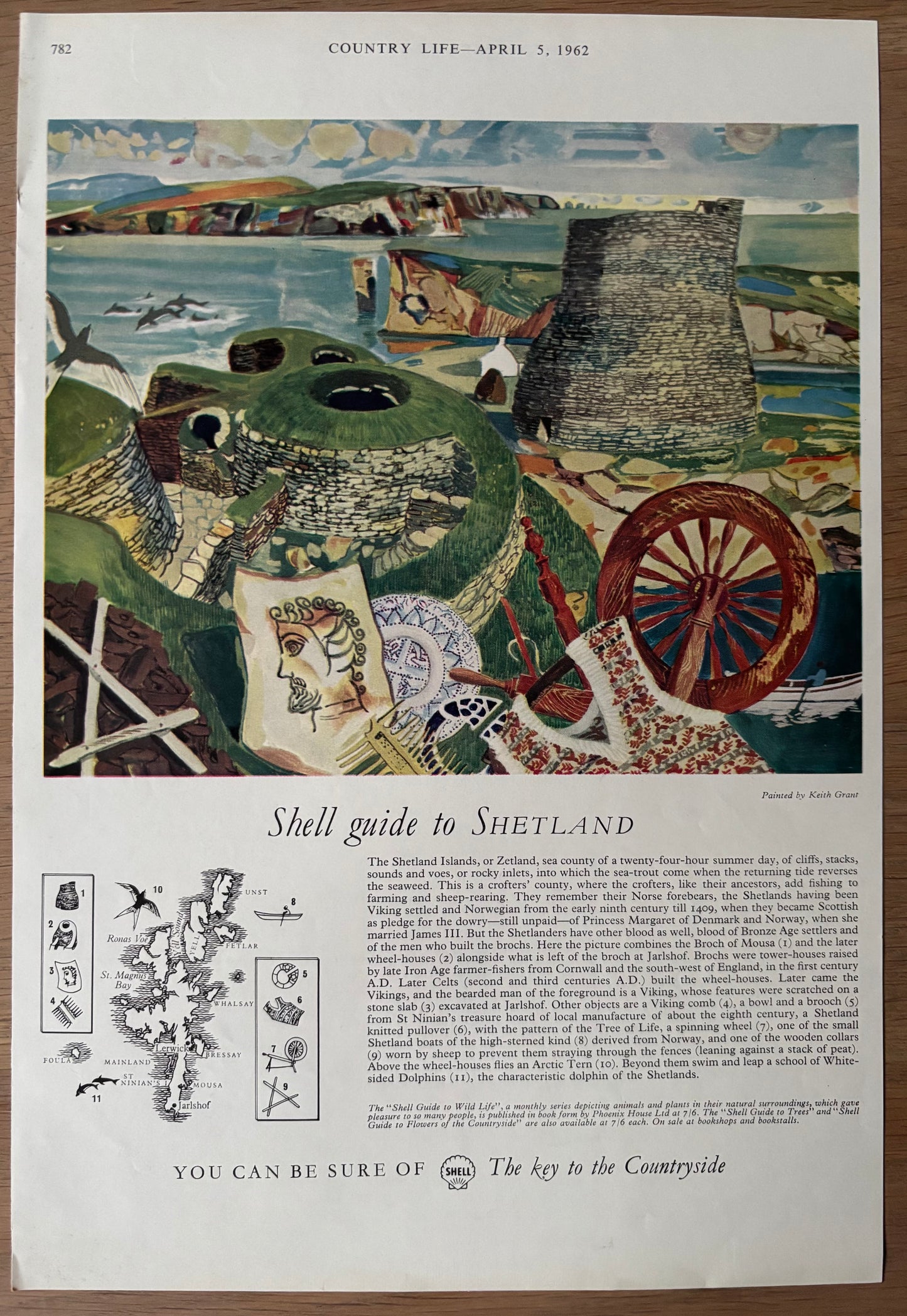 Keith Grant 1960's SHELL GUIDE TO SHETLAND ADVERT Original Ad 1962