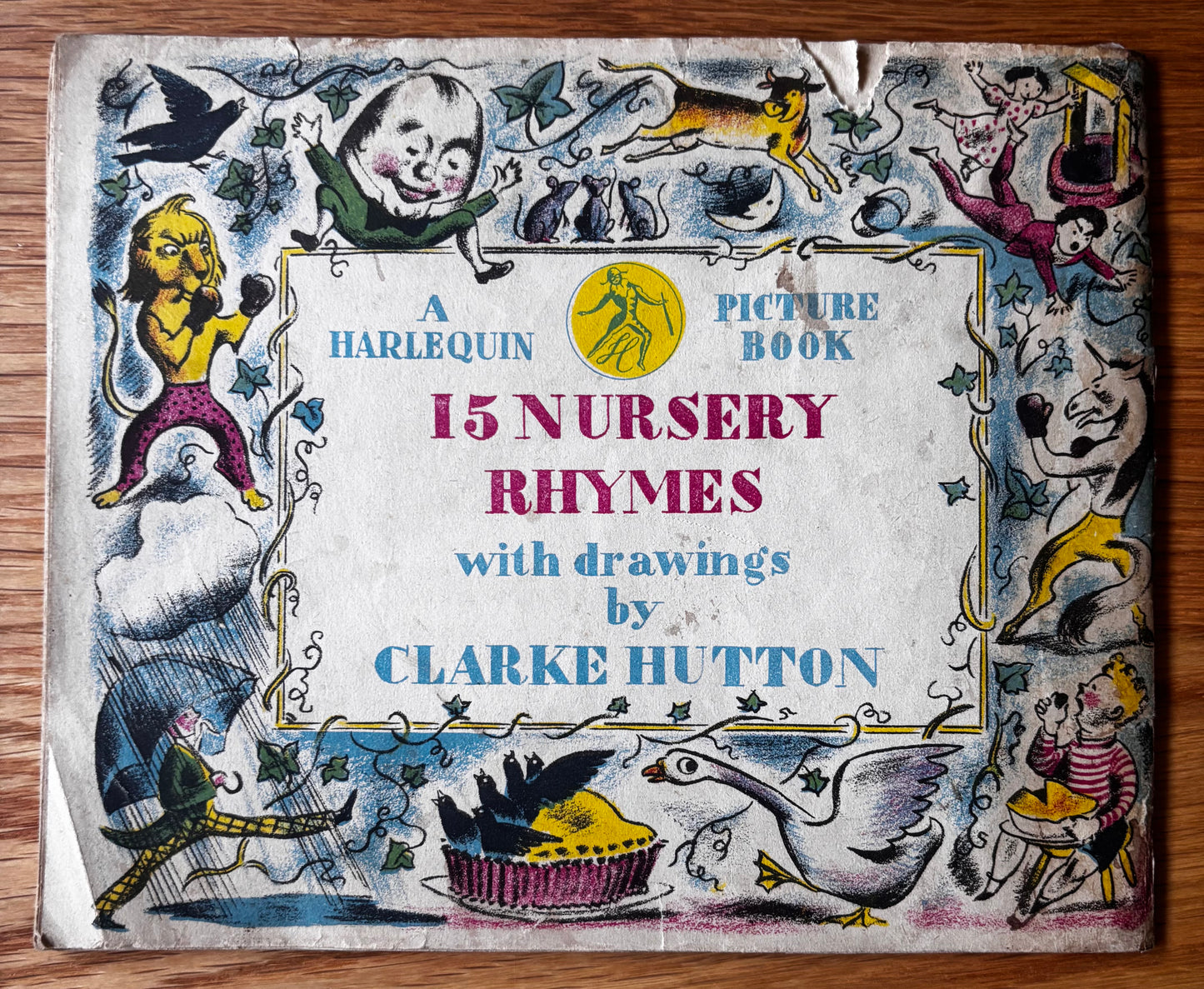 Clarke Hutton 15 NURSERY RHYMES 1941 Harlequin Picture Book ILLUSTRATED