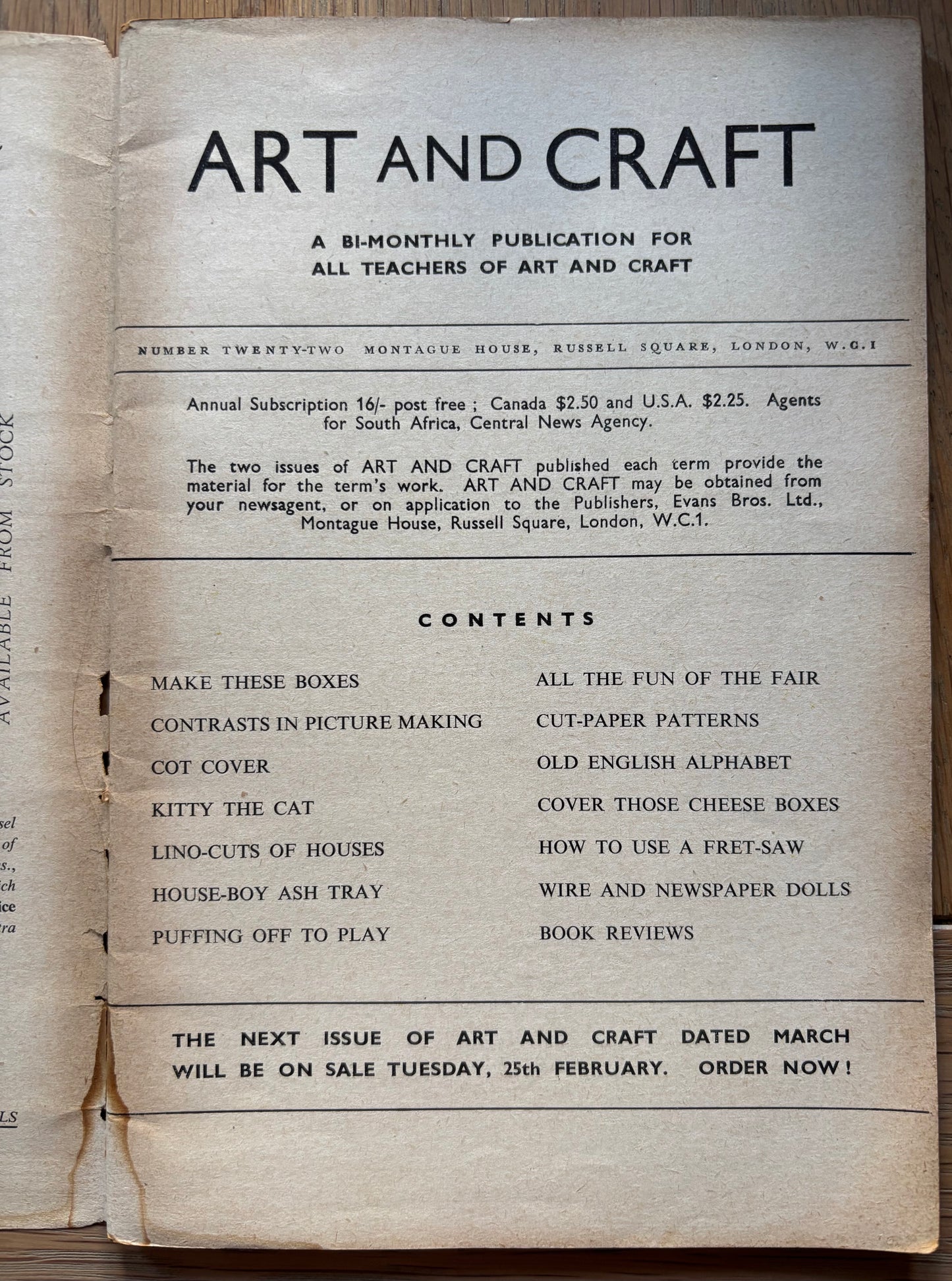 1952 ART AND CRAFT MAGAZINE January CHILD EDUCATION Cut Paper Patterns