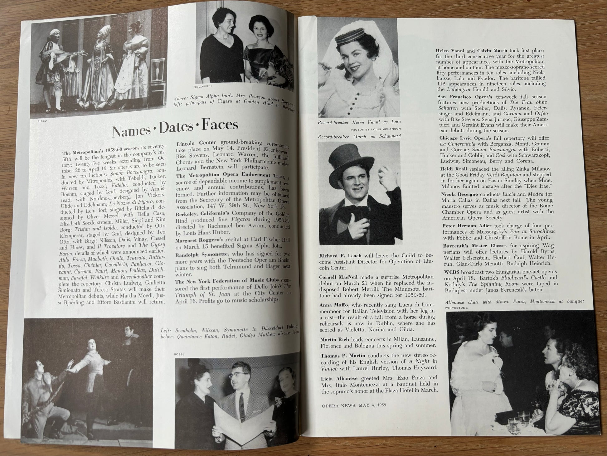 Sue Perl OPERA NEWS May 4, 1959 METROPOLITAN MET New York - transpontinebooks