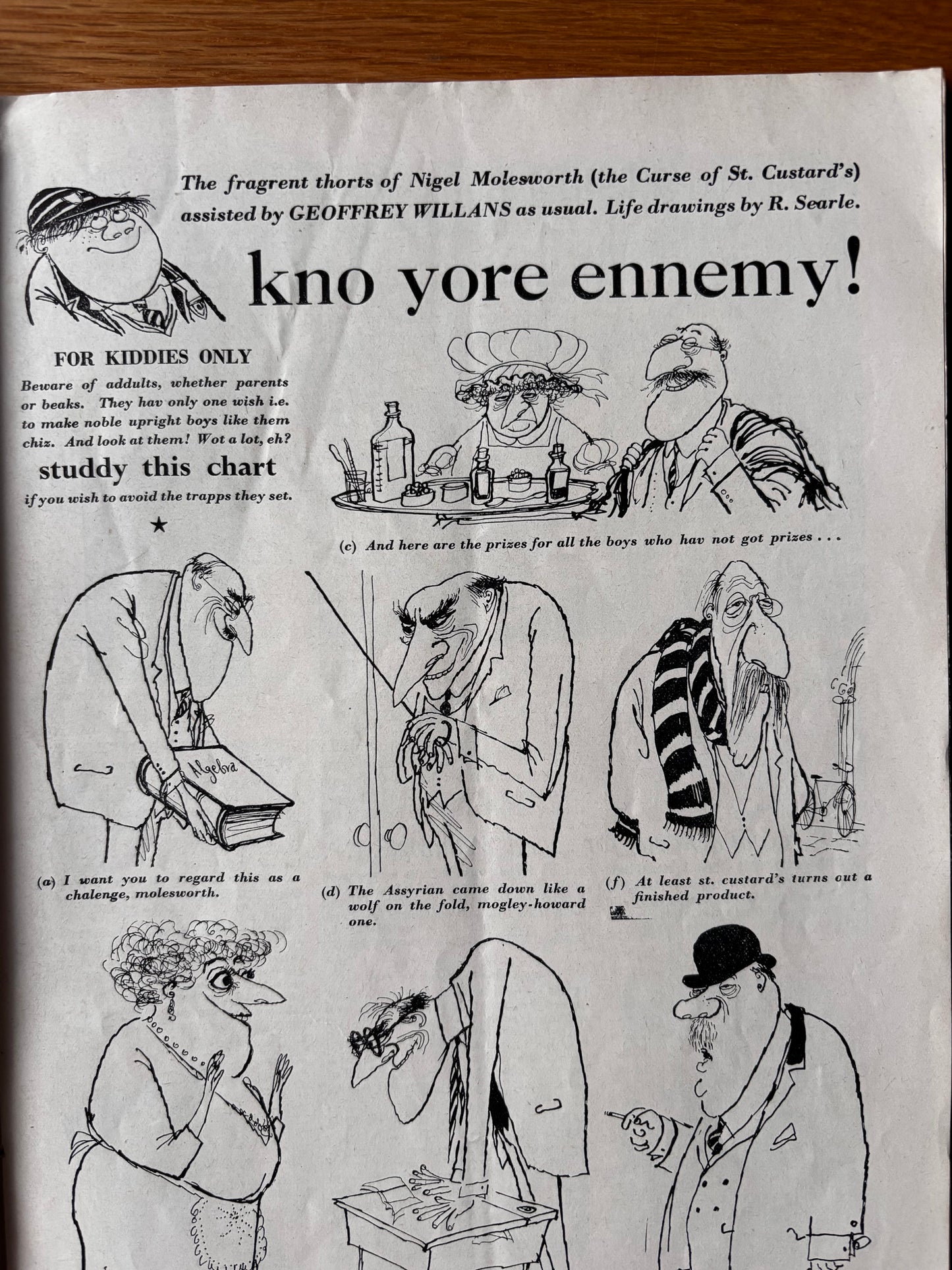 Ronald Searle YOUNG ELIZABETHAN Magazine June 1957 Picasso Molesworth