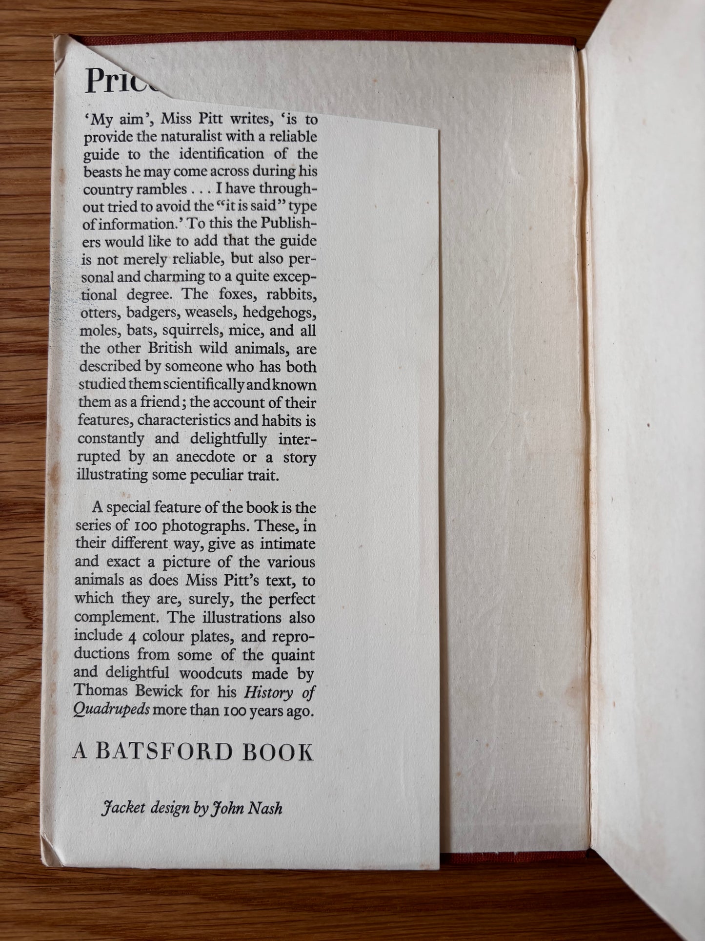 John Nash WILD ANIMALS IN BRITAIN 1st Ed DJ Batsford 1939 Frances Pitt