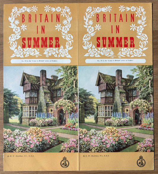 E W Haslehurst BRITAIN IN SUMMER Come To Britain No 33 Leaflet 1950’s - transpontinebooks