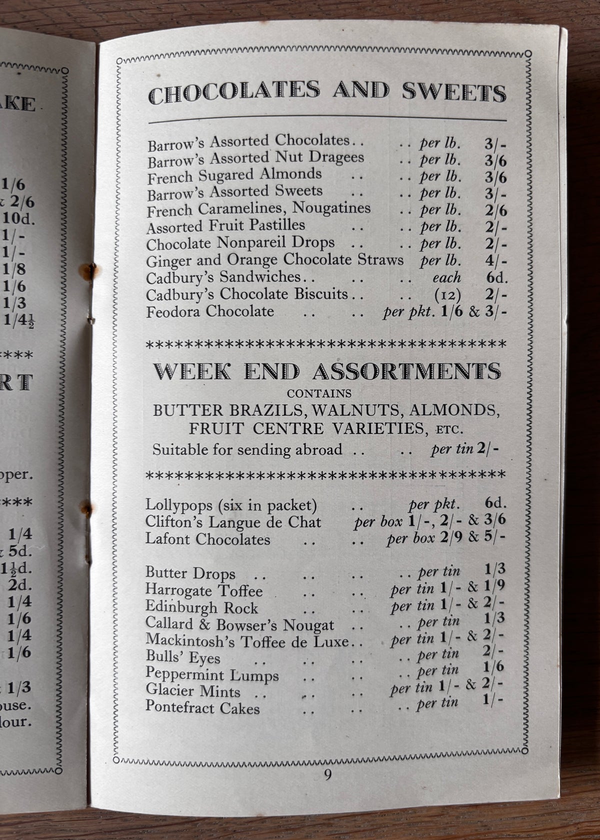 1920’s BARROW’S BIRMINGHAM Illustrated Seasonal Food Booklet SHOP October 1929