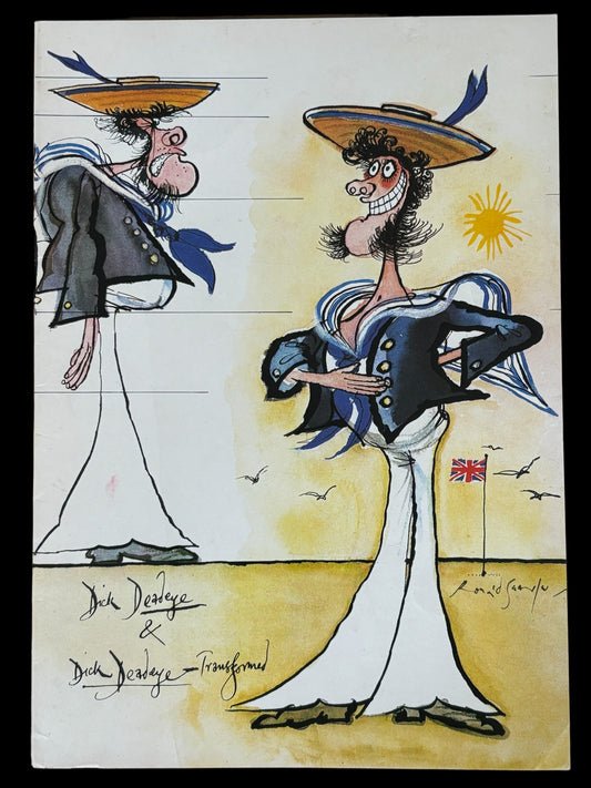 Ronald Searle SS CANBERRA Cruise Menu Card May 4, 1976 DICK DEADEYE SAILOR - transpontinebooks