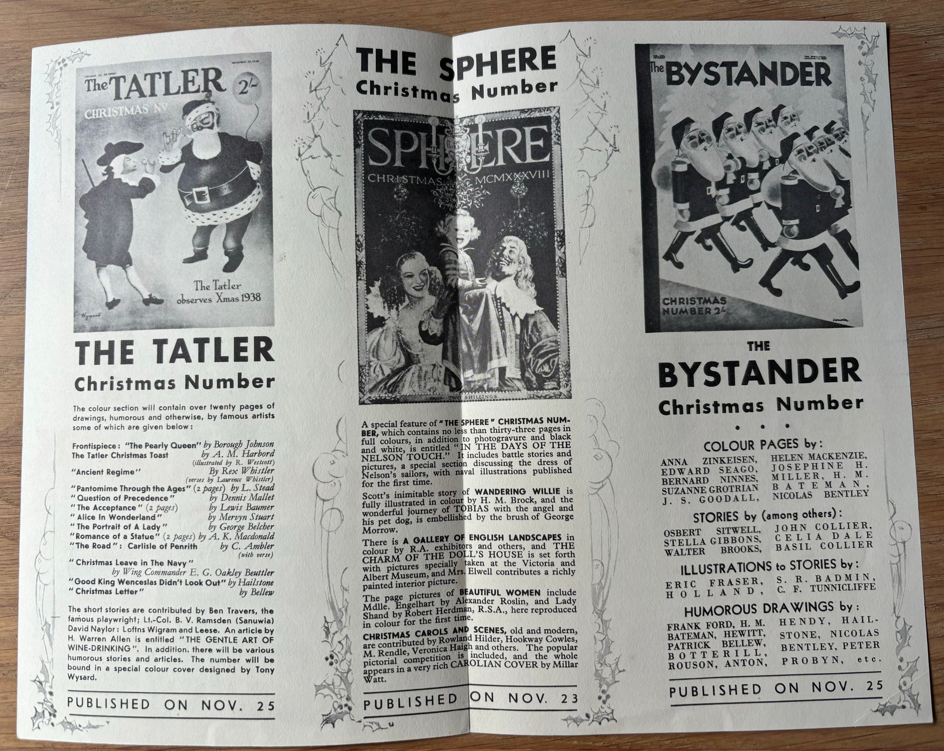 1938 Christmas Number TATLER BYSTANDER SPHERE LEAFLET 1930's - transpontinebooks