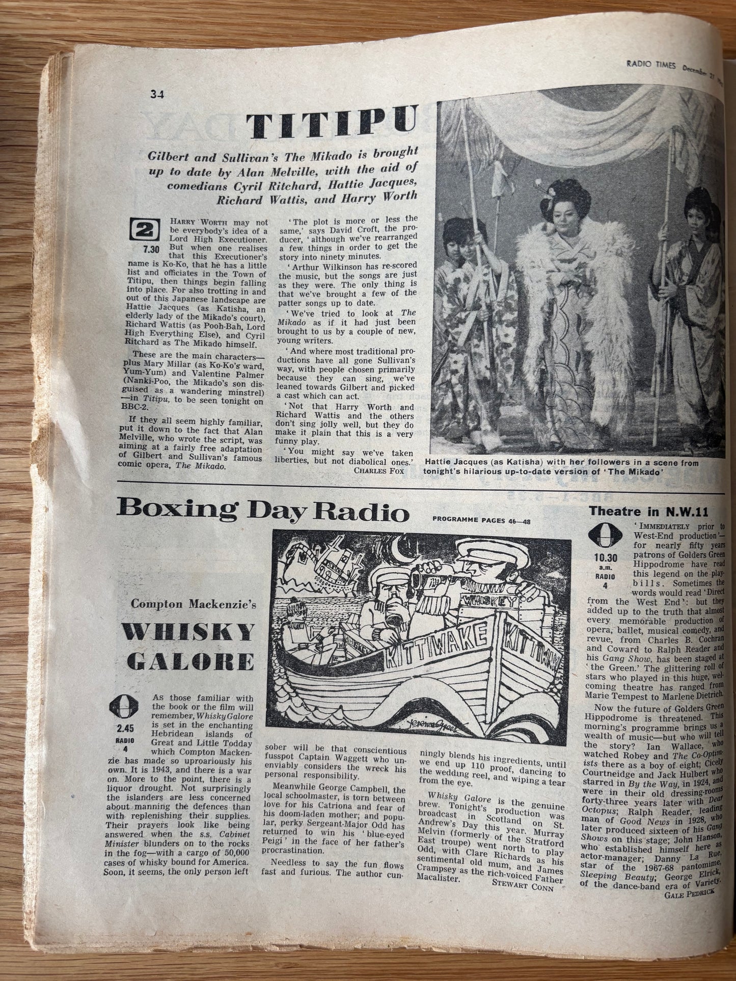 Barry Wilkinson CHRISTMAS RADIO TIMES BBC December 1967 Magazine
