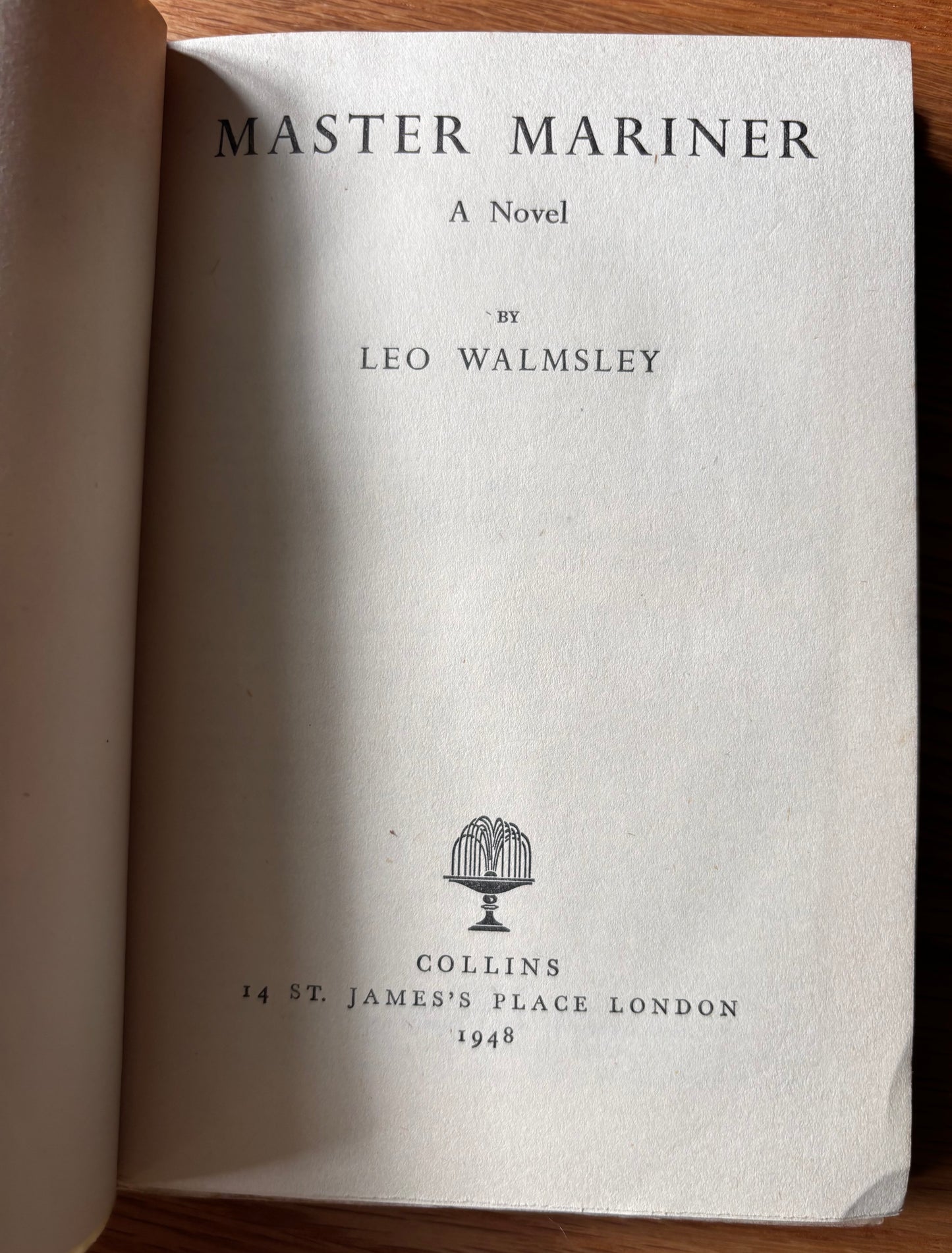 Kenneth Rowntree MASTER MARINER Leo Walmsley 1st Ed DJ 1948 Collins