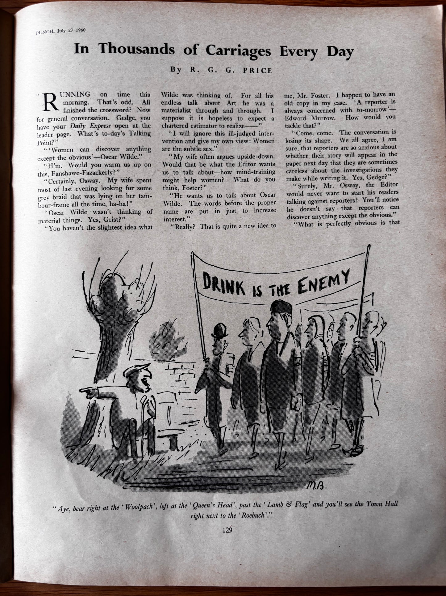 Leslie Wood PUNCH MAGAZINE July 27, 1960 VINTAGE CARS Guinness Advert