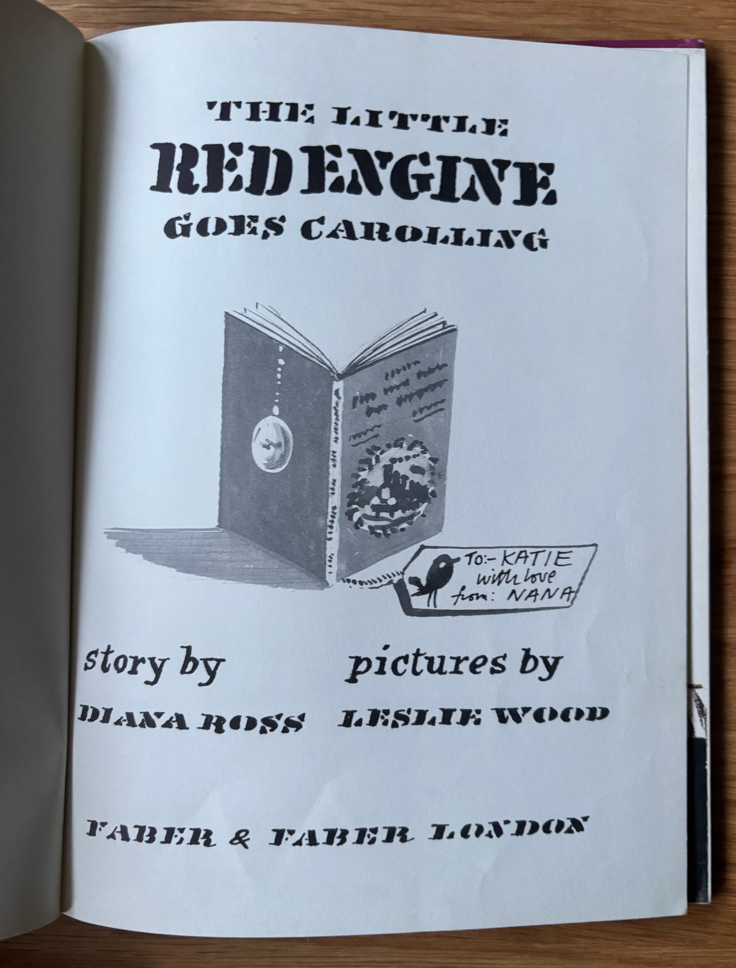 Leslie Wood THE LITTLE RED ENGINE GOES CAROLLING Diana Ross Faber 1st Ed 1971 HB