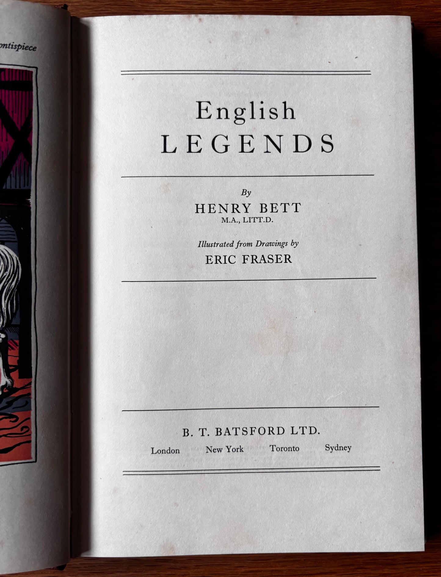 Eric Fraser ENGLISH LEGENDS 1952 Batsford Henry Bett ILLUS Myths Demons