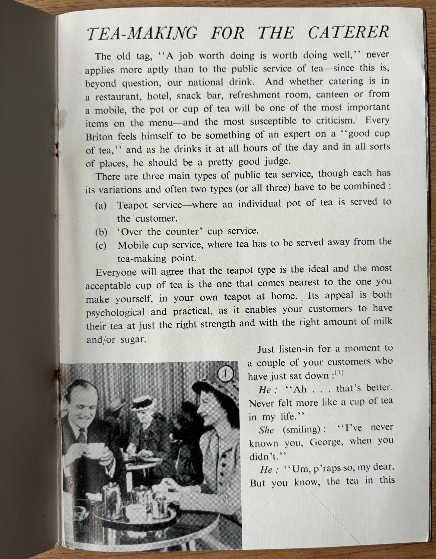 TEA MAKING For The CATERER BOOKLET 1949 Tea Centre - transpontinebooks