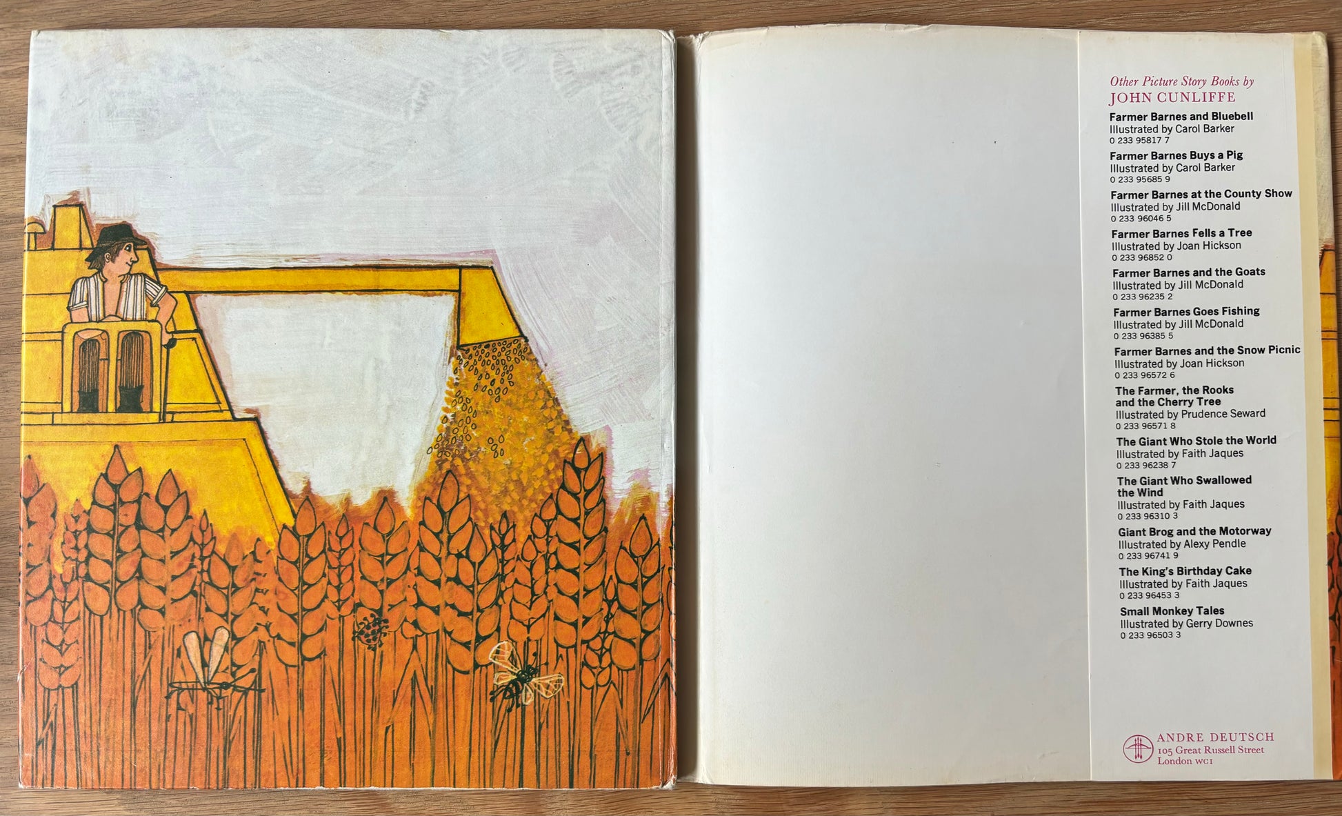 Joan Hickson FARMER BARNES AND THE HARVEST DOLL 1977 DJ 1st Ed John Cunliffe Andre Deutsch - transpontinebooks