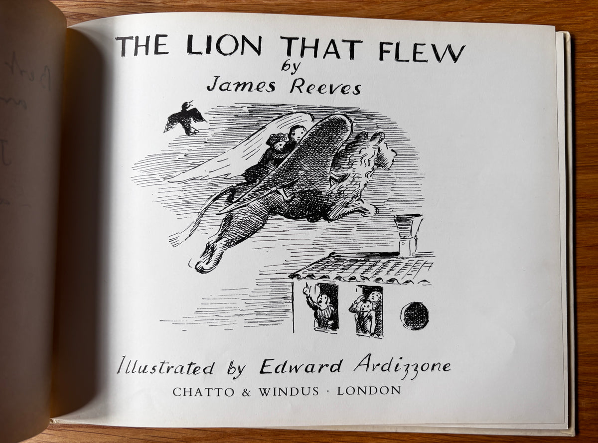 Edward Ardizzone Double Signed THE LION THAT FLEW 1st HB 1974 James Reeves Illustrated