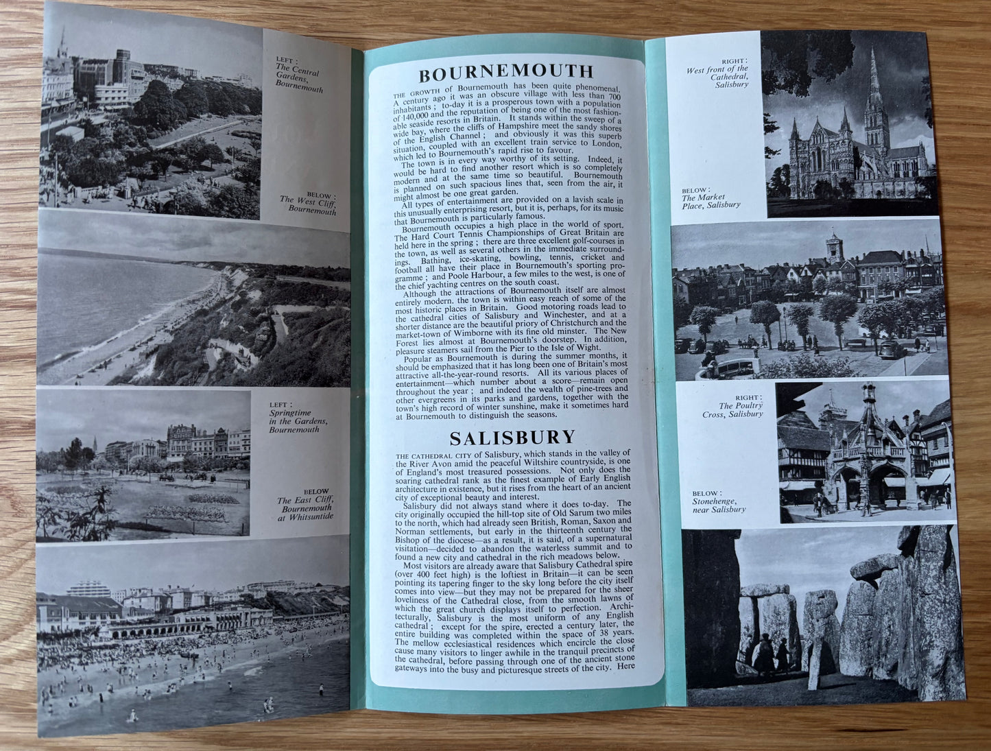 1950's BOURNEMOUTH Come To Britain Leaflet No 2F SALISBURY