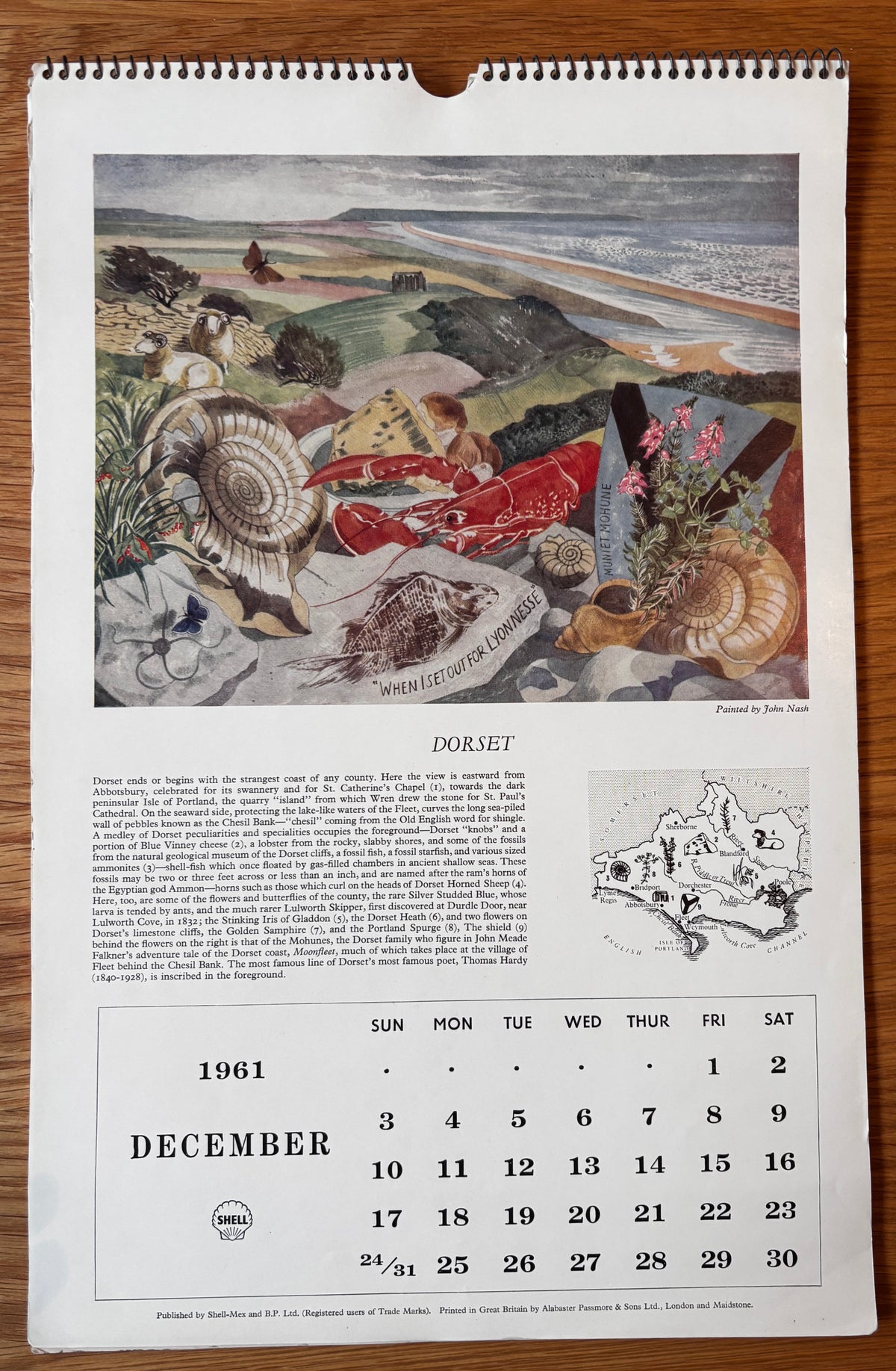 Kenneth Rowntree SHELL CALENDAR 1961 S R Badmin John O’Connor Illustrated ART