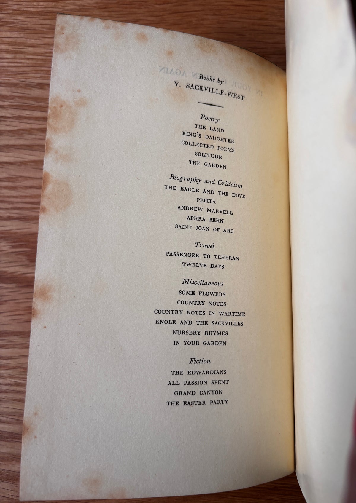Vita Sackville West 1st Ed IN YOUR GARDEN AGAIN 1953 DJ Michael Joseph