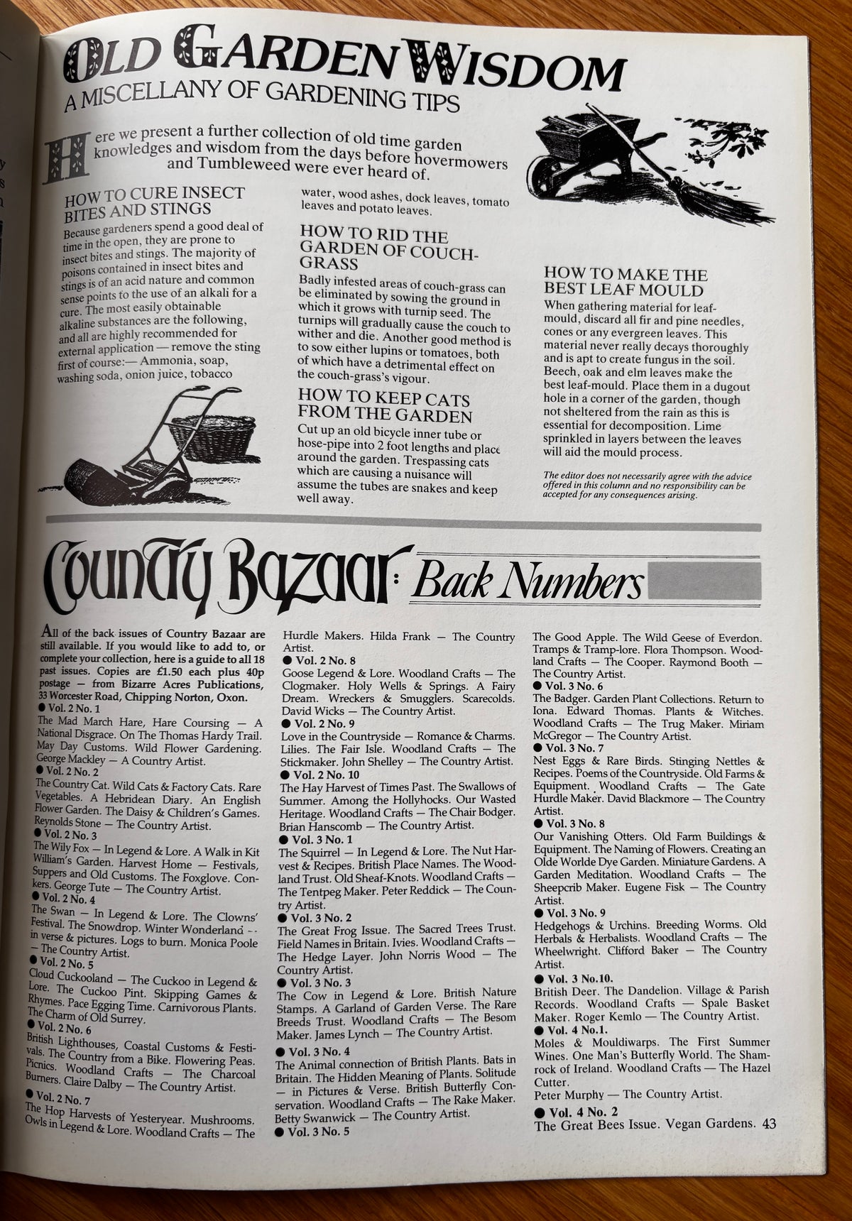 THE COUNTRY BAZAAR Magazine Autumn 1987 Blackbirds Ditchling CRAFTS ARTIST
