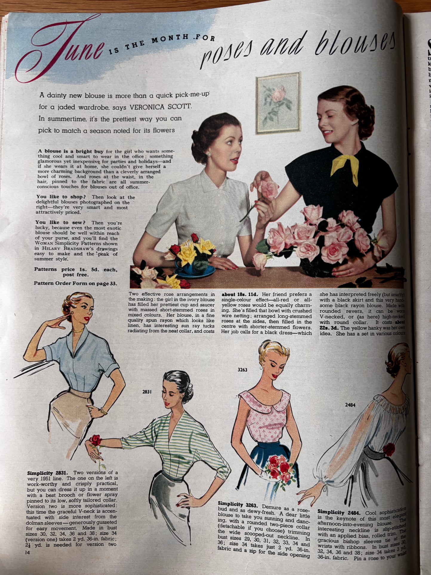 Mary Fedden WOMAN MAGAZINE June 23 1951 1950’s style VINTAGE ART