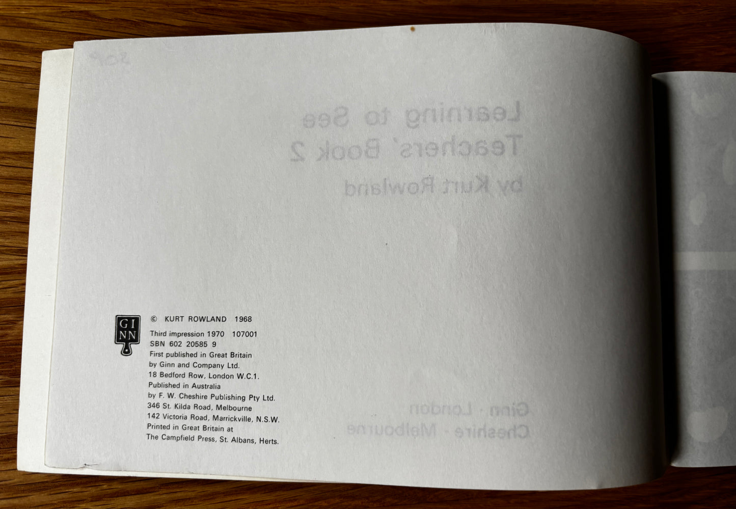 Kurt Rowland LEARNING TO SEE BOOK 2 Ginn 1970 3rd Imp Teachers Book ART EDUCATION