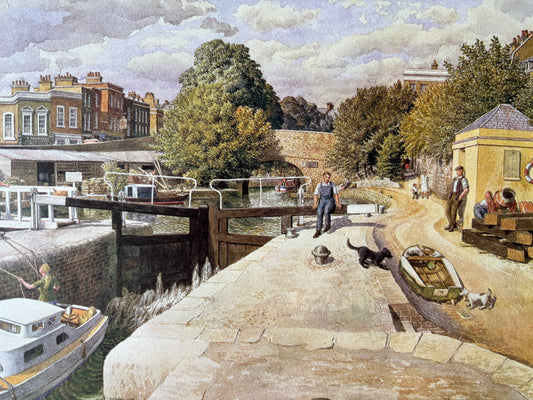 S R Badmin Signed MAY 1985 Calendar City Road Lock ILLUSTRATION PRINT 1980’s
