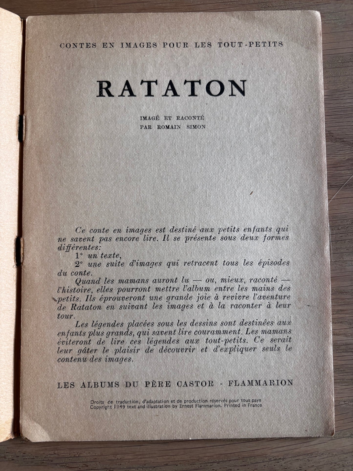 Romain Simon RATATON Albums du Pere Castor Flammarion 1949 LION STORY
