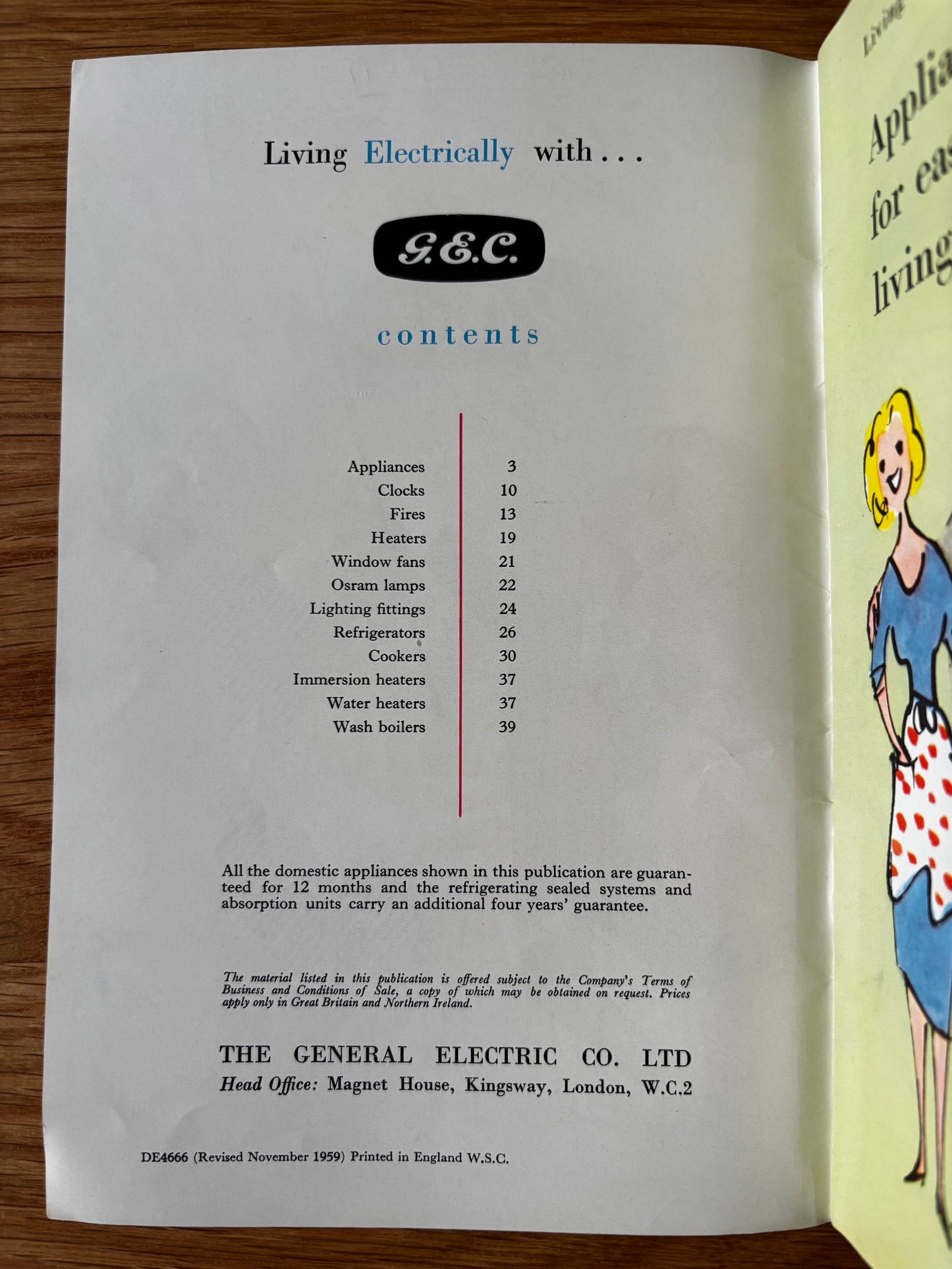 1950’s LIVING ELECTRICALLY GEC Dorrit Dekk Electric Cookers Fridge Heaters CATALOGUE