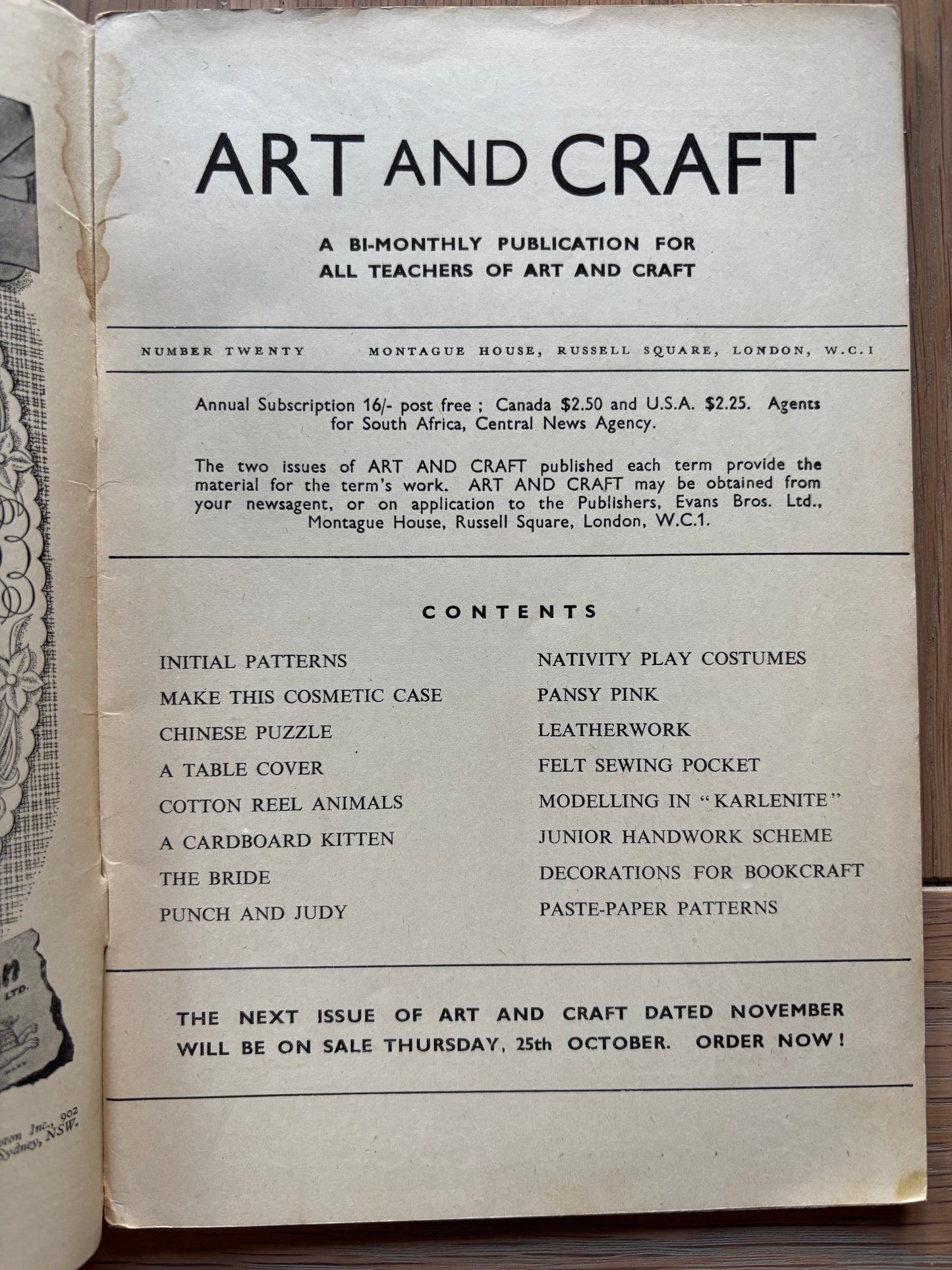 1951 ART AND CRAFT MAGAZINE Punch & Judy CHILD EDUCATION September