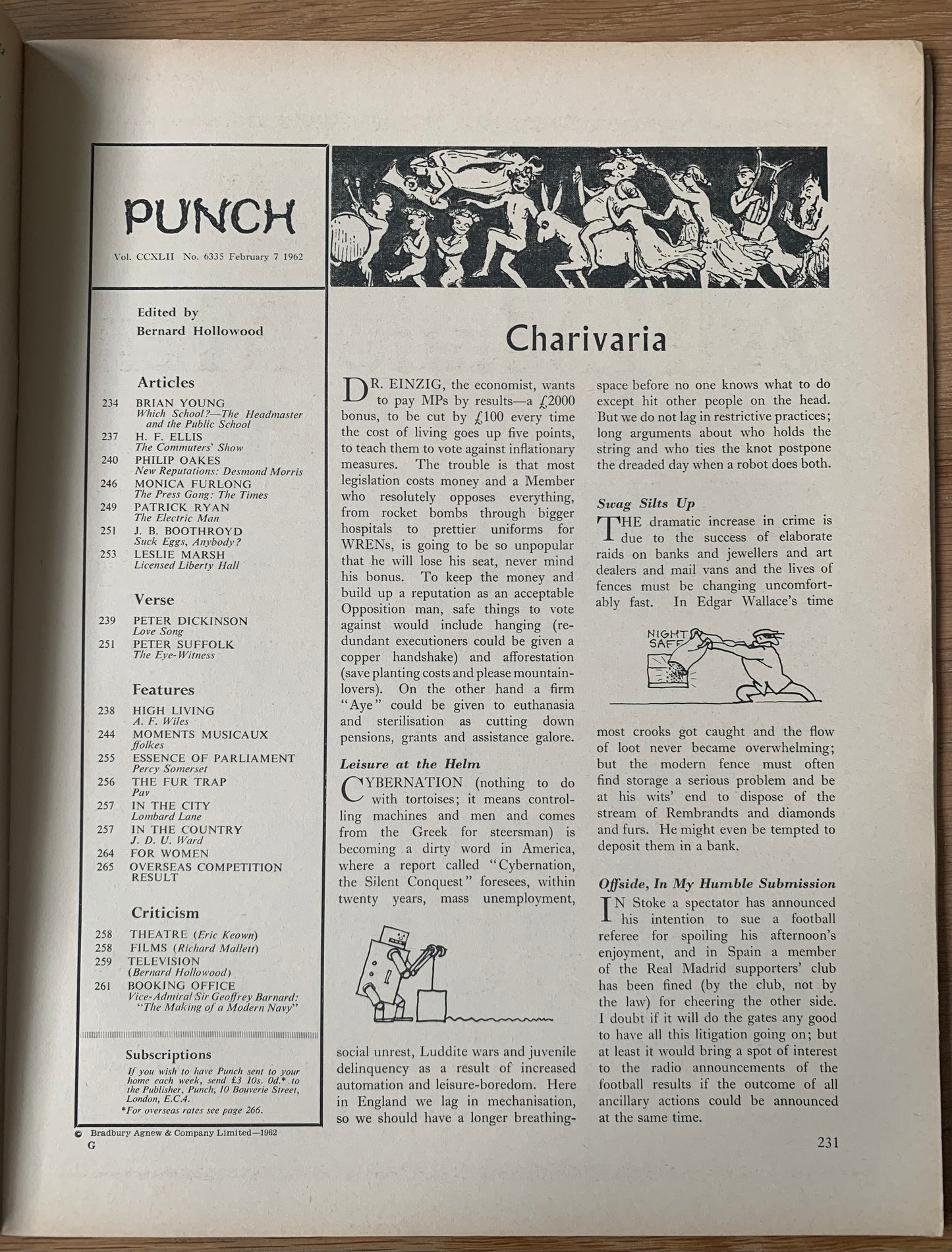 Ronald Searle PUNCH MAGAZINE February 7 1962 ART CARTOONS Theatre Acting - transpontinebooks