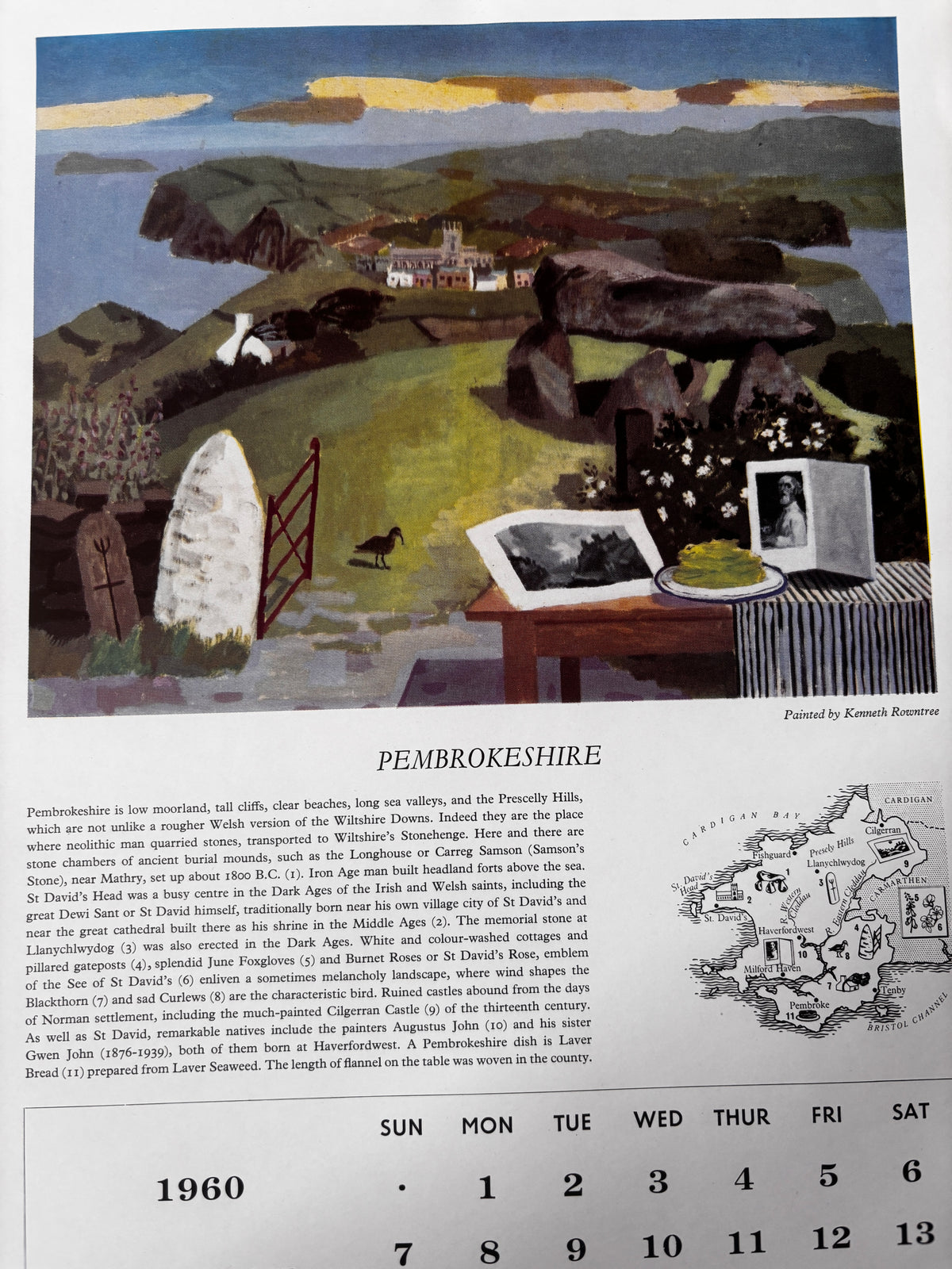 Kenneth Rowntree SHELL CALENDAR 1960 S R Badmin Barbara Jones Illustrated ART