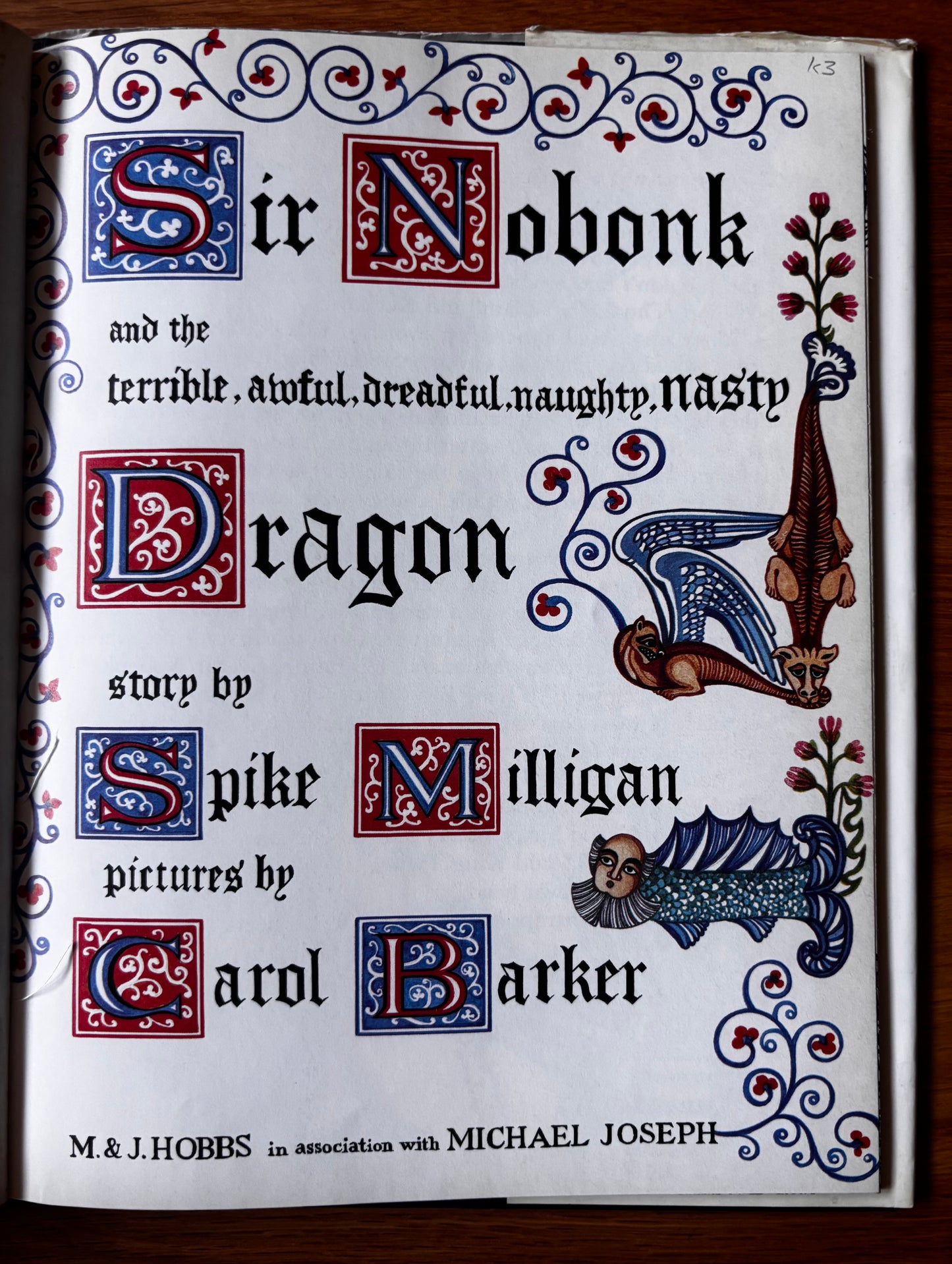 Carol Barker SIR NOBONK AND THE DRAGON 1982 1st SPIKE MILLIGAN Michael Joseph STORY