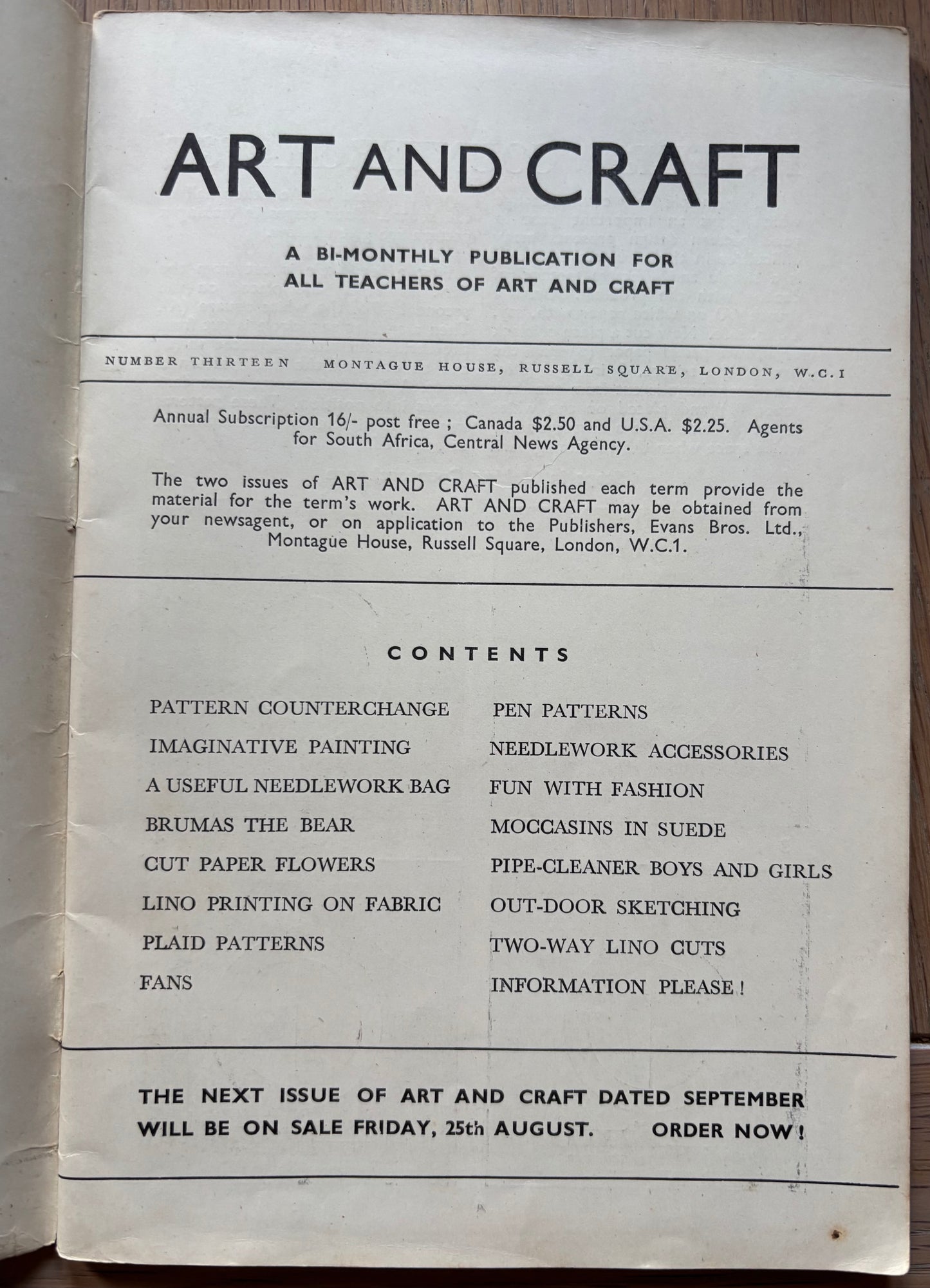 1950 ART AND CRAFT MAGAZINE July CHILD EDUCATION Activities Cut Paper