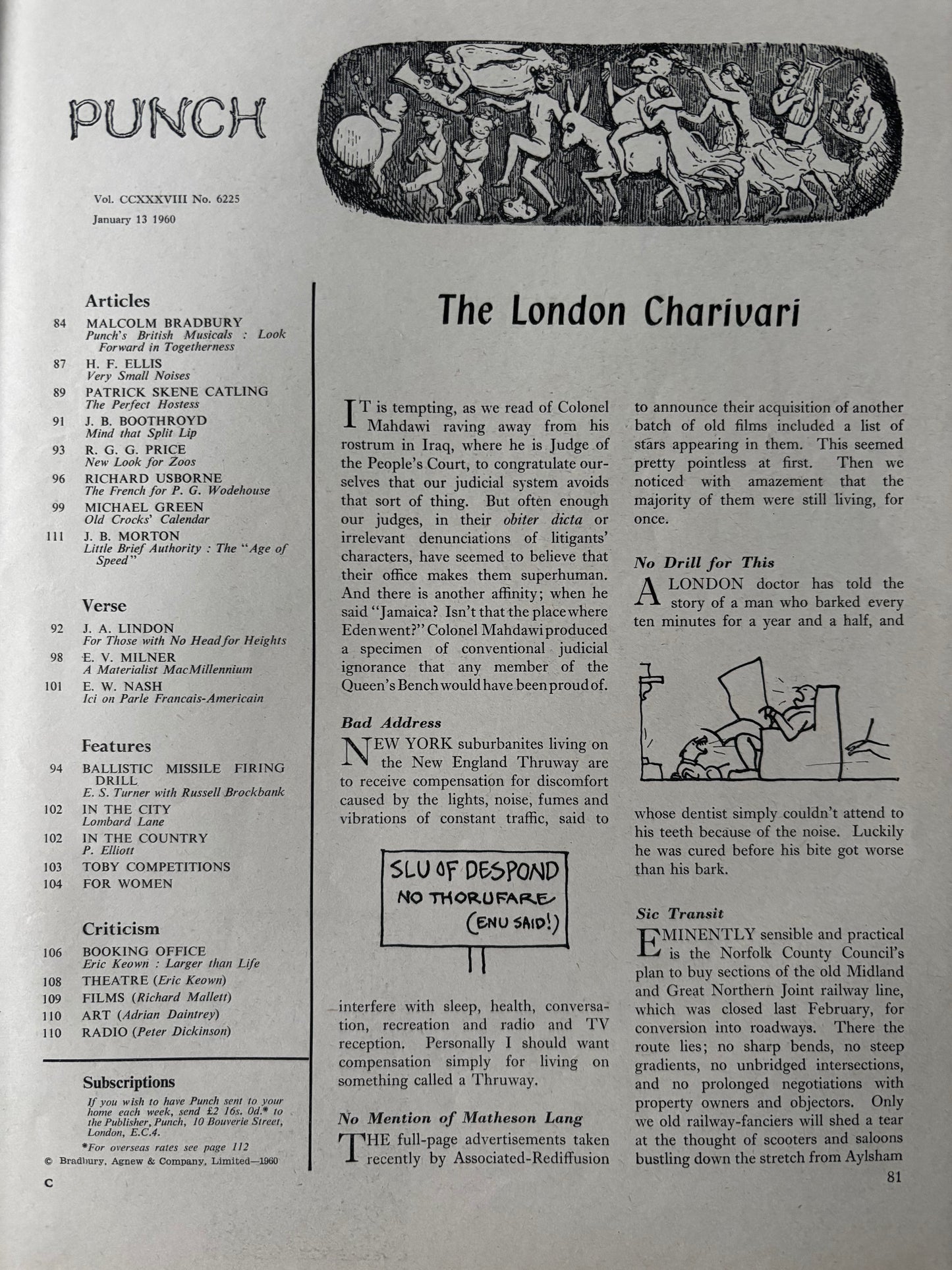 Sculley PUNCH MAGAZINE January 13 1960 Adverts