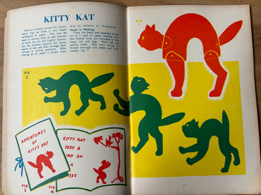 1952 ART AND CRAFT MAGAZINE January CHILD EDUCATION Cut Paper Patterns - transpontinebooks