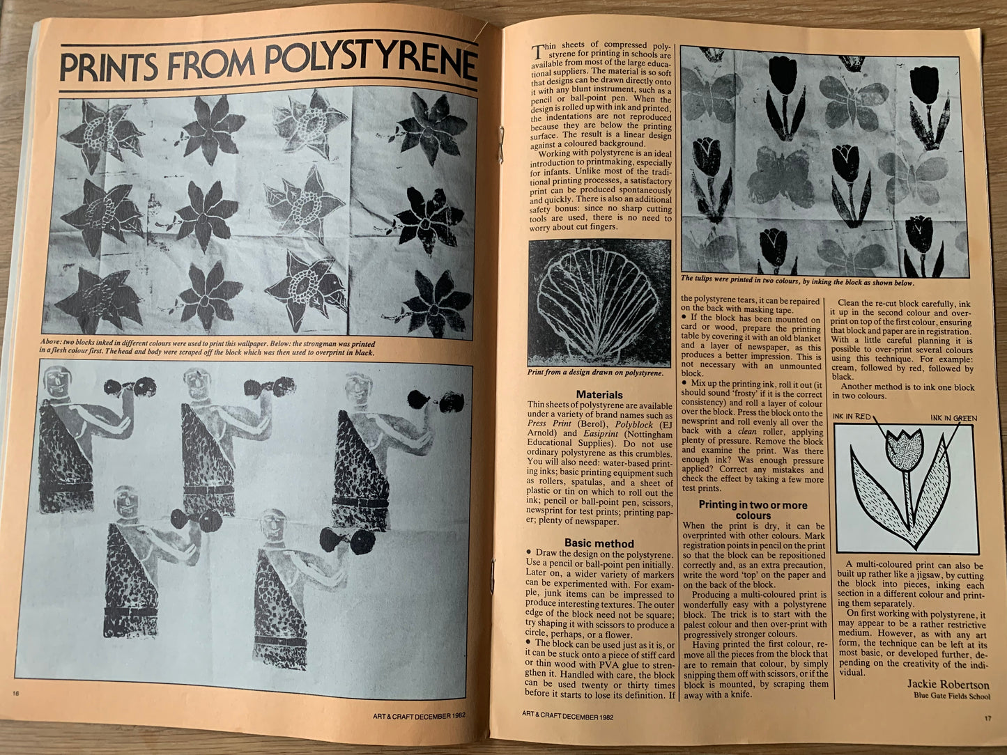 ART AND CRAFT EDUCATION MAGAZINE December 1982 Printmaking Linocuts Prints - transpontinebooks