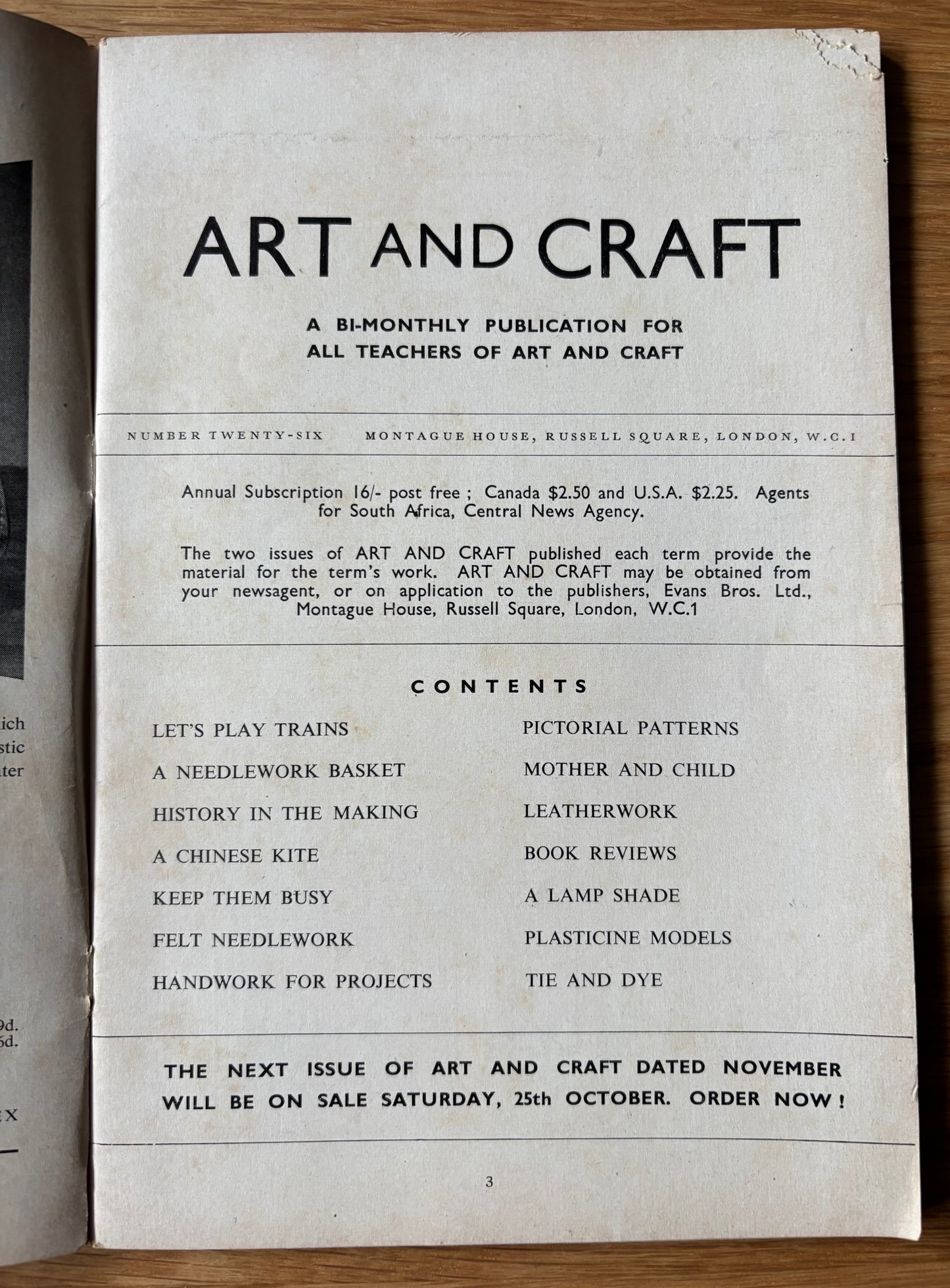 ART & CRAFT Magazine September 1952 No 26 Child Education