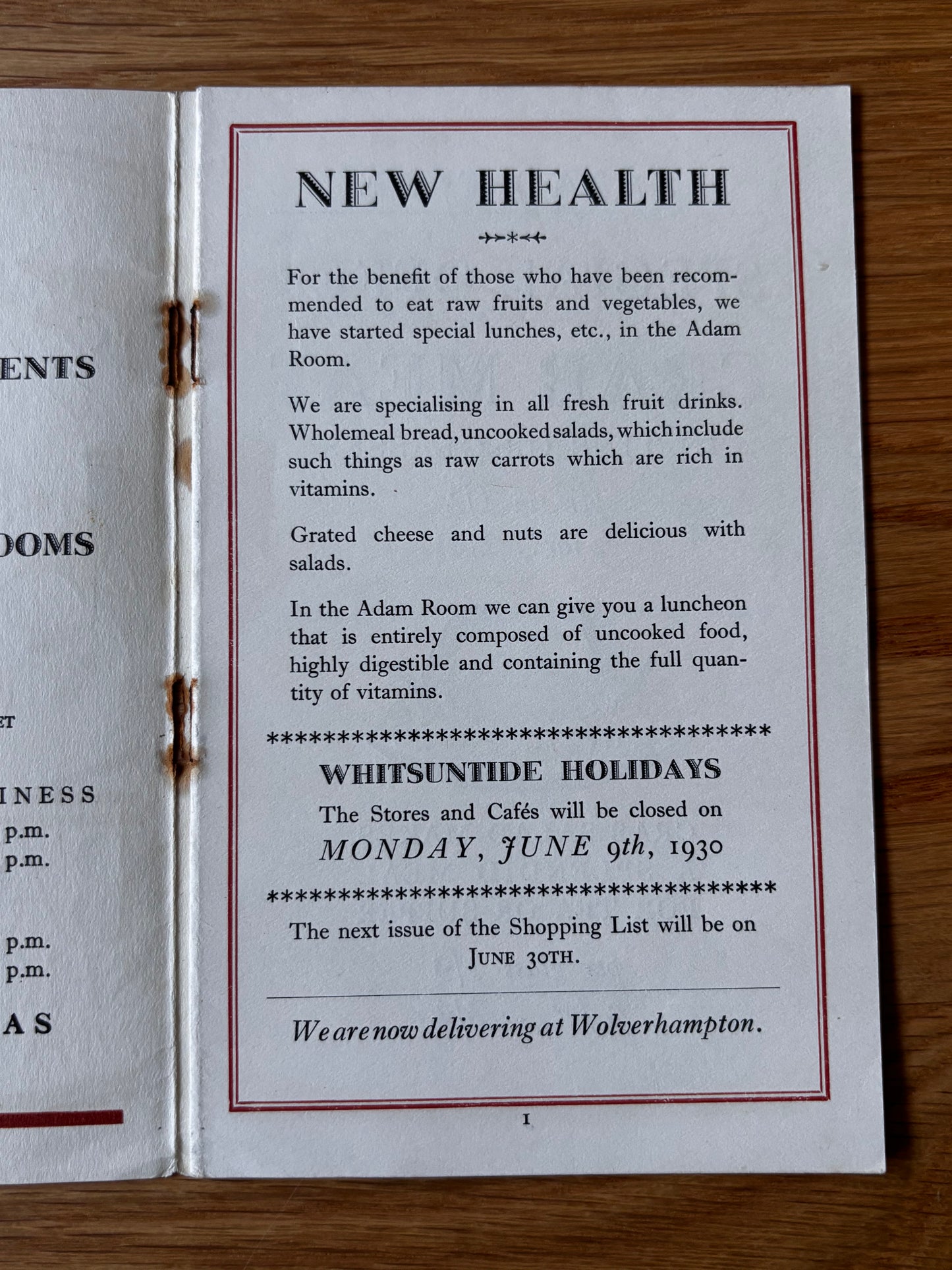 1930’s BARROW’S BIRMINGHAM Illustrated Seasonal Food Booklet SHOP May 1930