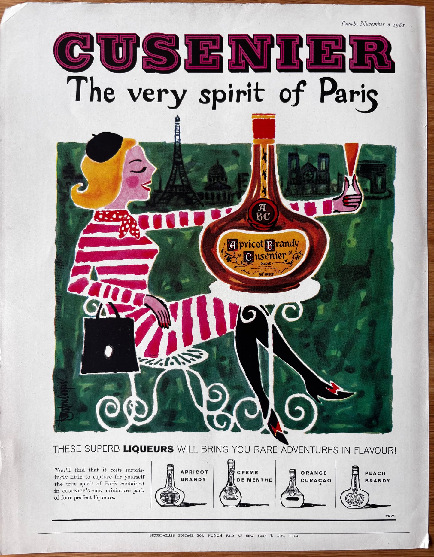 Royston Cooper 60’s CUSENIER ADVERTS Spirit Of Paris FRENCH STYLE