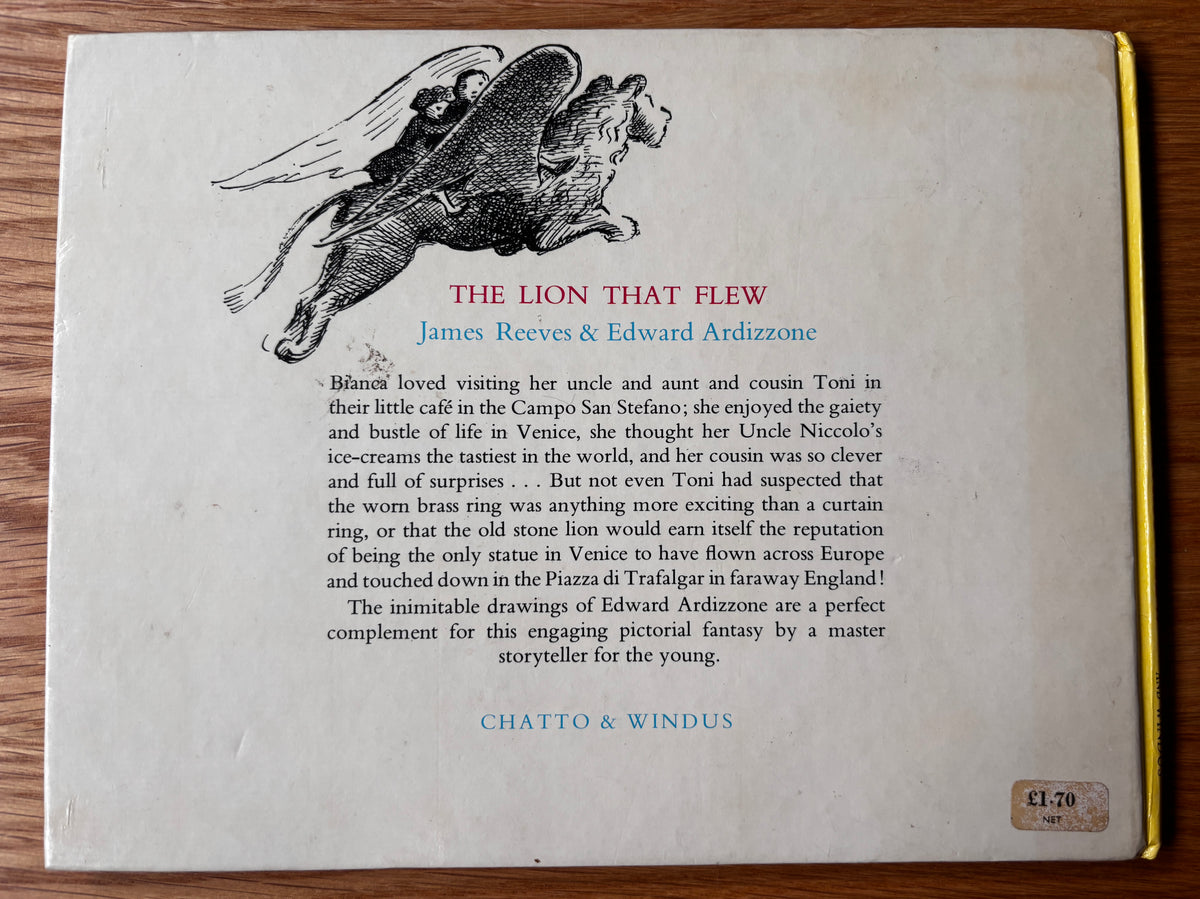 Edward Ardizzone Double Signed THE LION THAT FLEW 1st HB 1974 James Reeves Illustrated