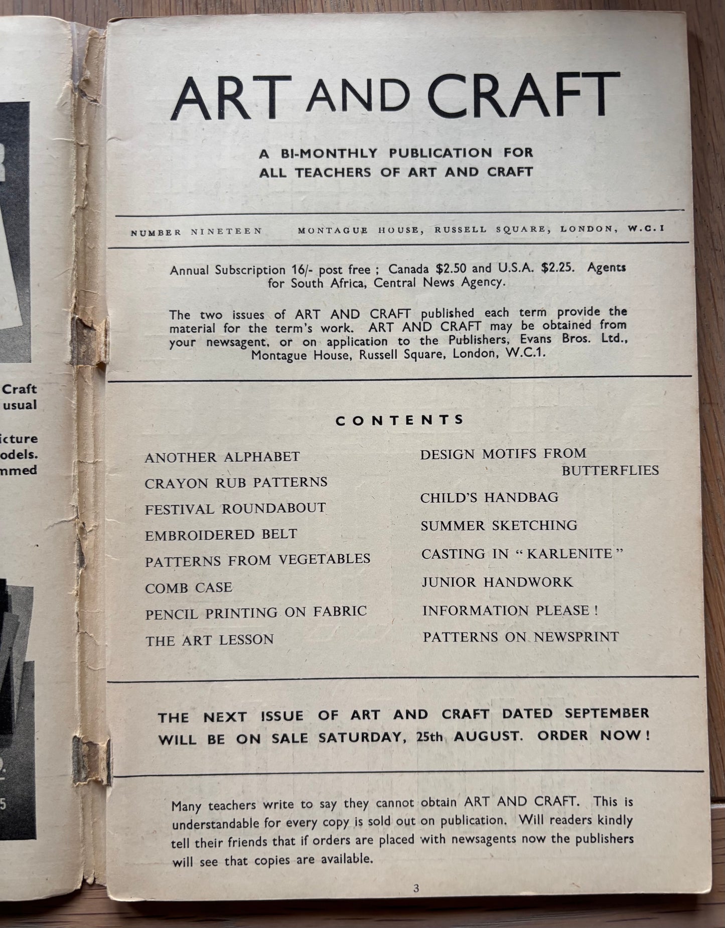 1951 ART AND CRAFT Festival of Britain Roundabout MAGAZINE CHILD EDUCATION July