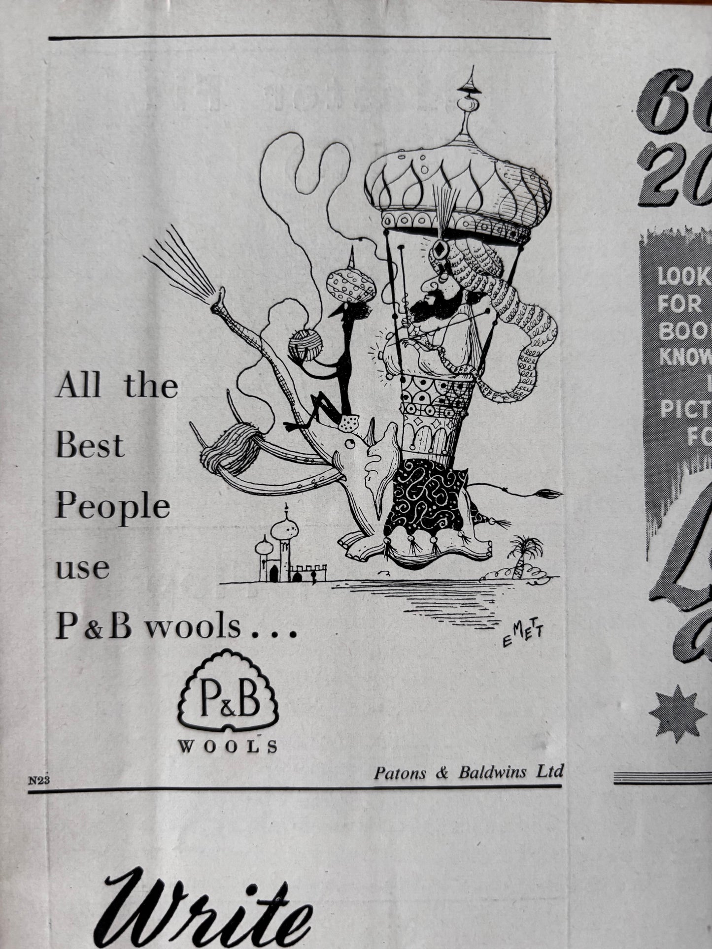 Susan Einzig COLLINS MAGAZINE February 1948 LINO CUTS Emmet Advert Ballet