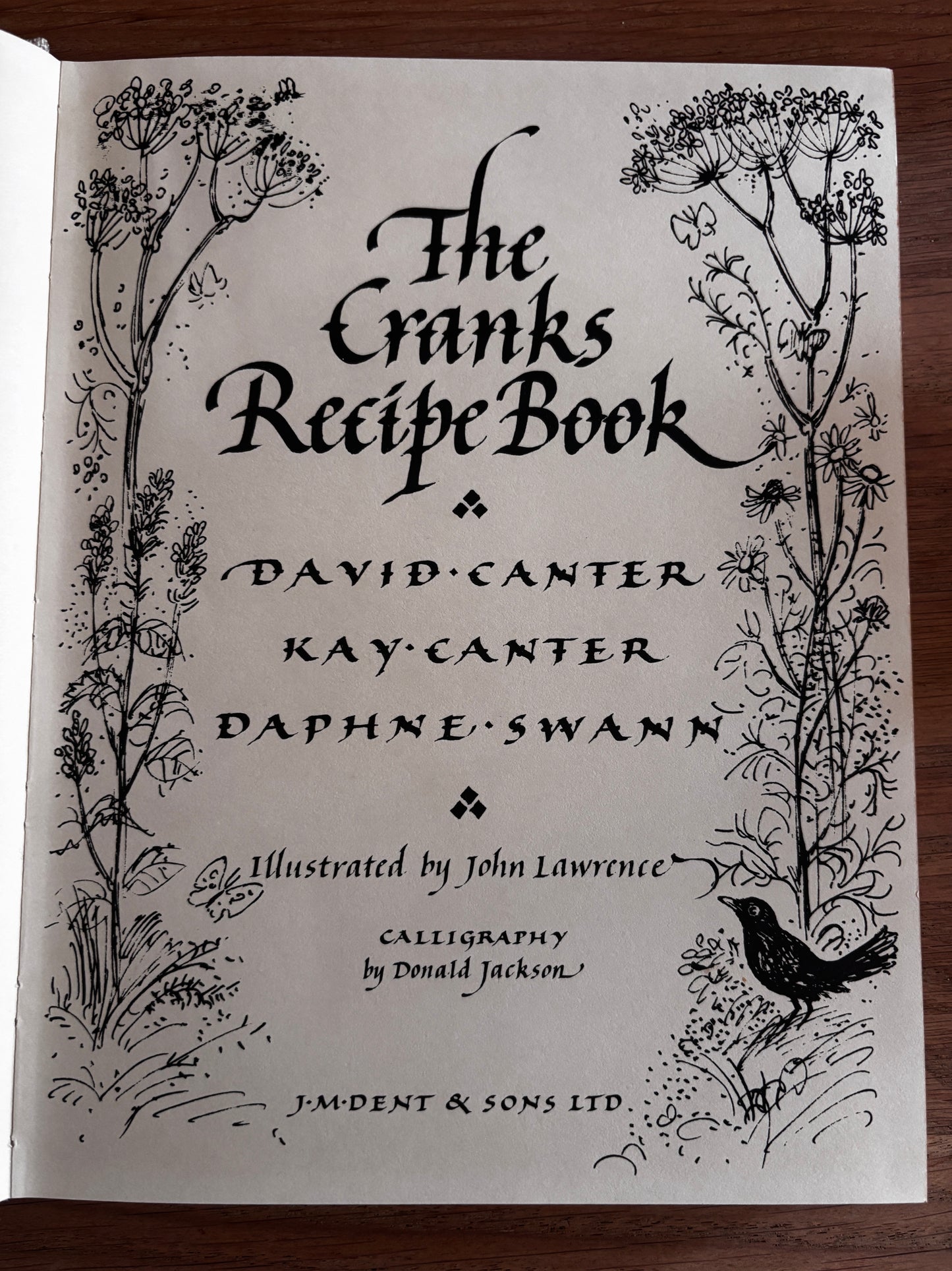 John Lawrence THE CRANKS RECIPE BOOK David Canter 1982 DJ Whole food Cookbook