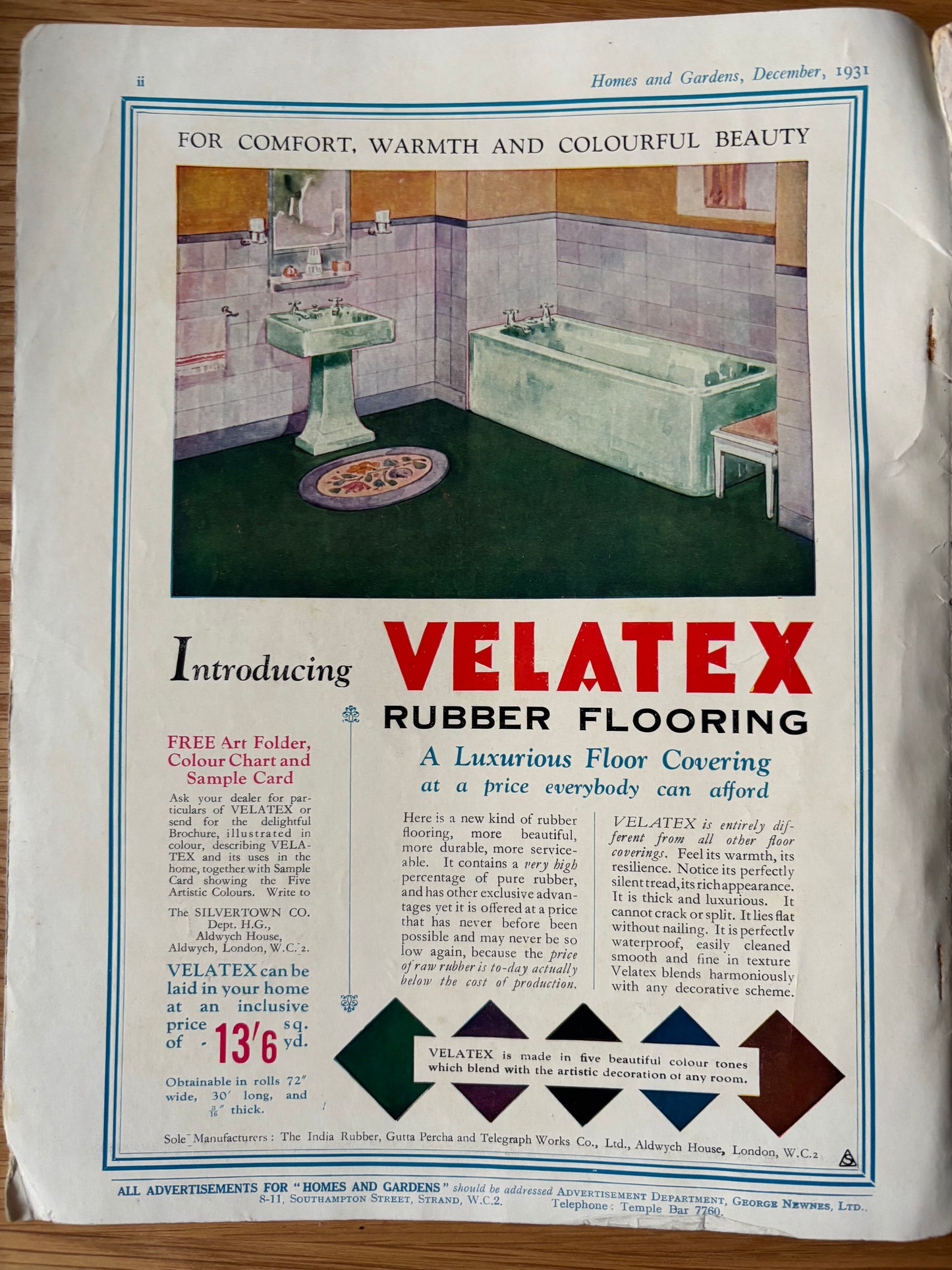 1930’s HOMES AND GARDENS Magazine December 1931 Illustrated ADVERTS