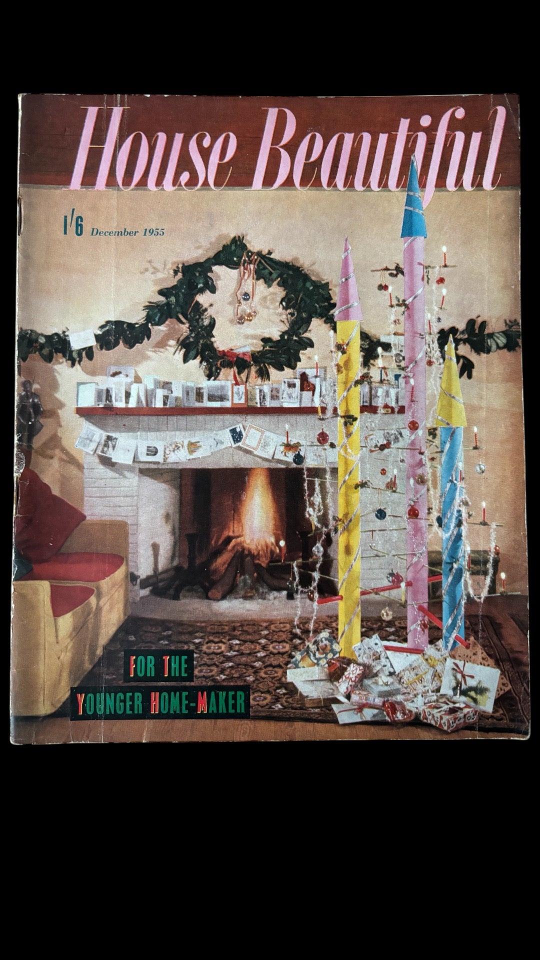 HOUSE BEAUTIFUL Magazine Christmas December 1955 ILLUSTRATED