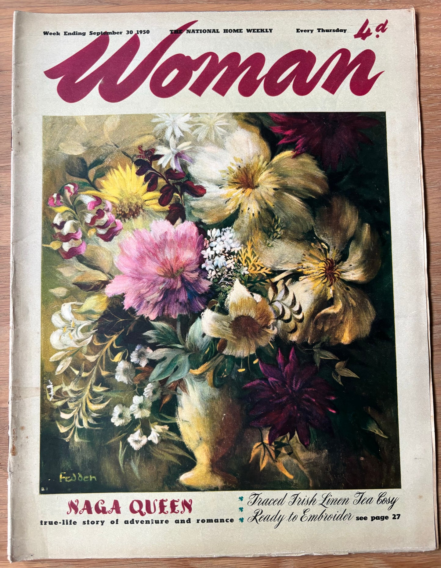 Mary Fedden WOMAN MAGAZINE September 30 1950 1950’s style VINTAGE ART - transpontinebooks