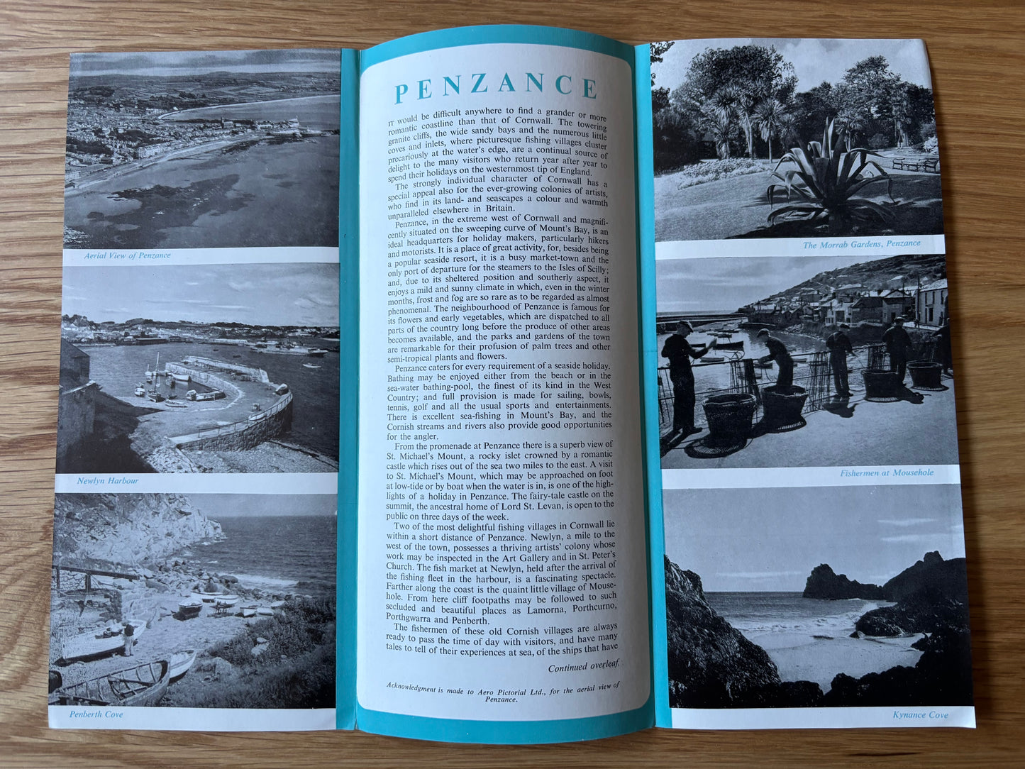 1950's PENZANCE Come To Britain Leaflet No 3F CORNWALL