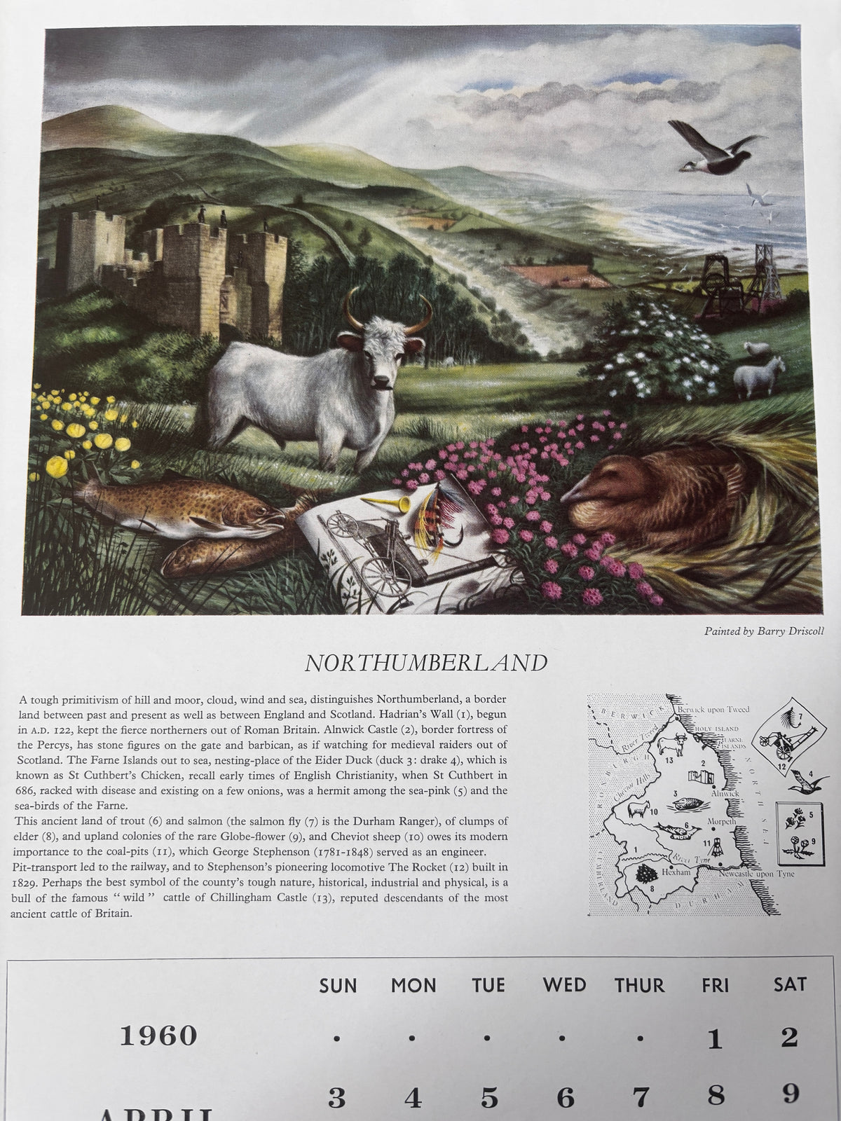 Kenneth Rowntree SHELL CALENDAR 1960 S R Badmin Barbara Jones Illustrated ART