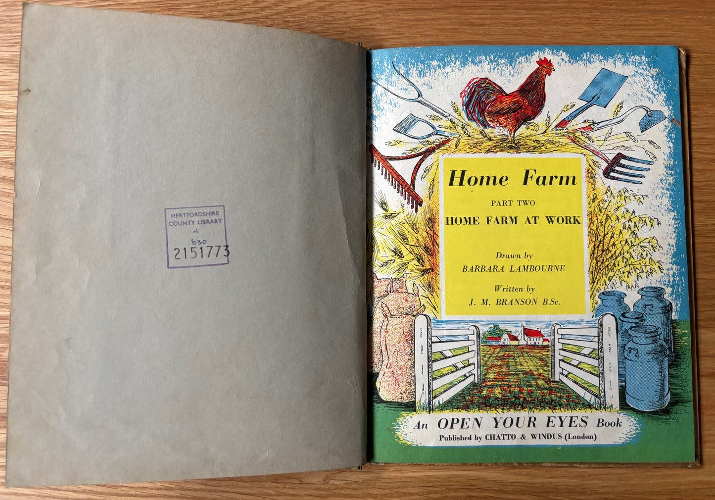 Barbara Lambourne HOME FARM AT WORK Chatto & Windus FARMING ART 1957 Schools Book