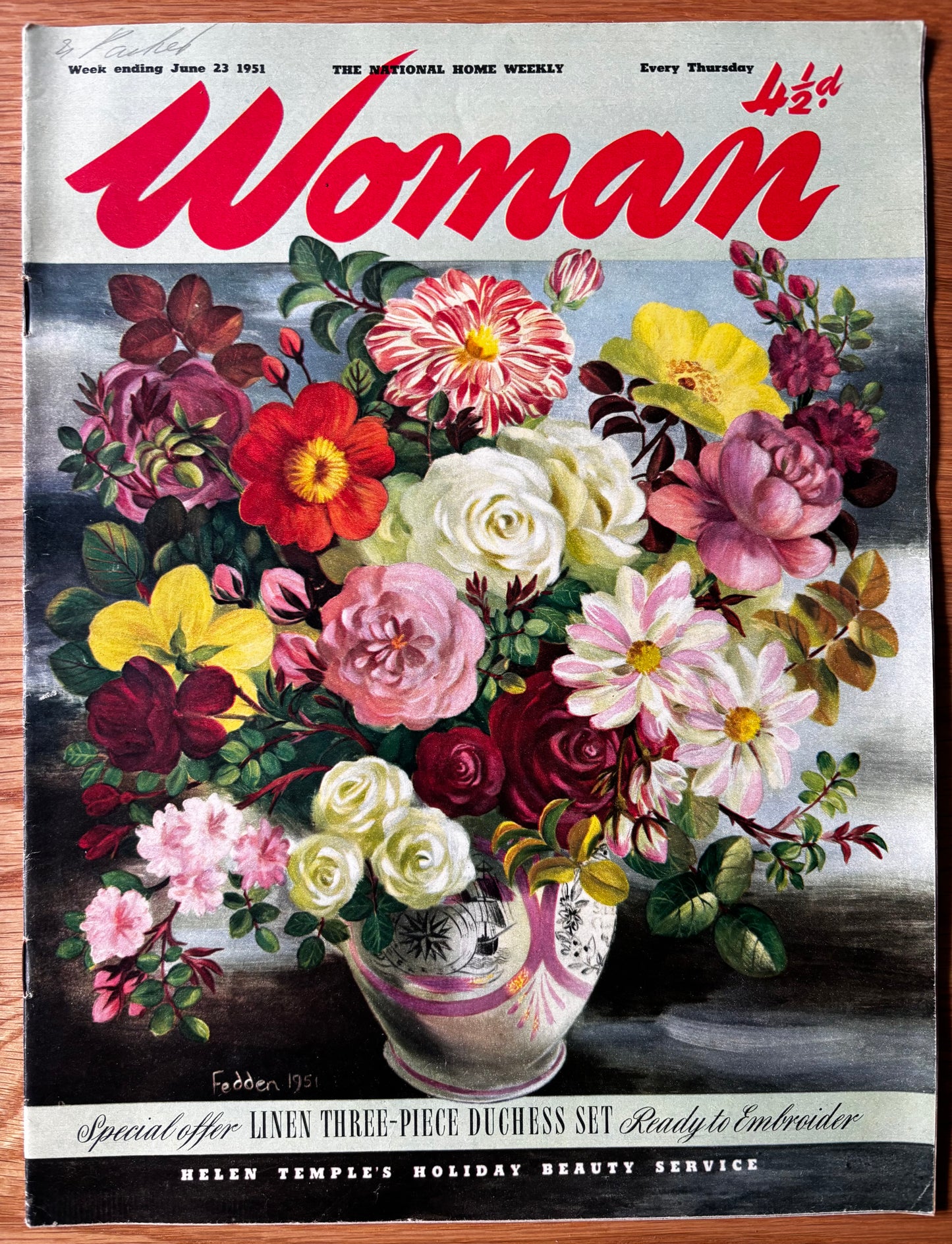 Mary Fedden WOMAN MAGAZINE June 23 1951 1950’s style VINTAGE ART