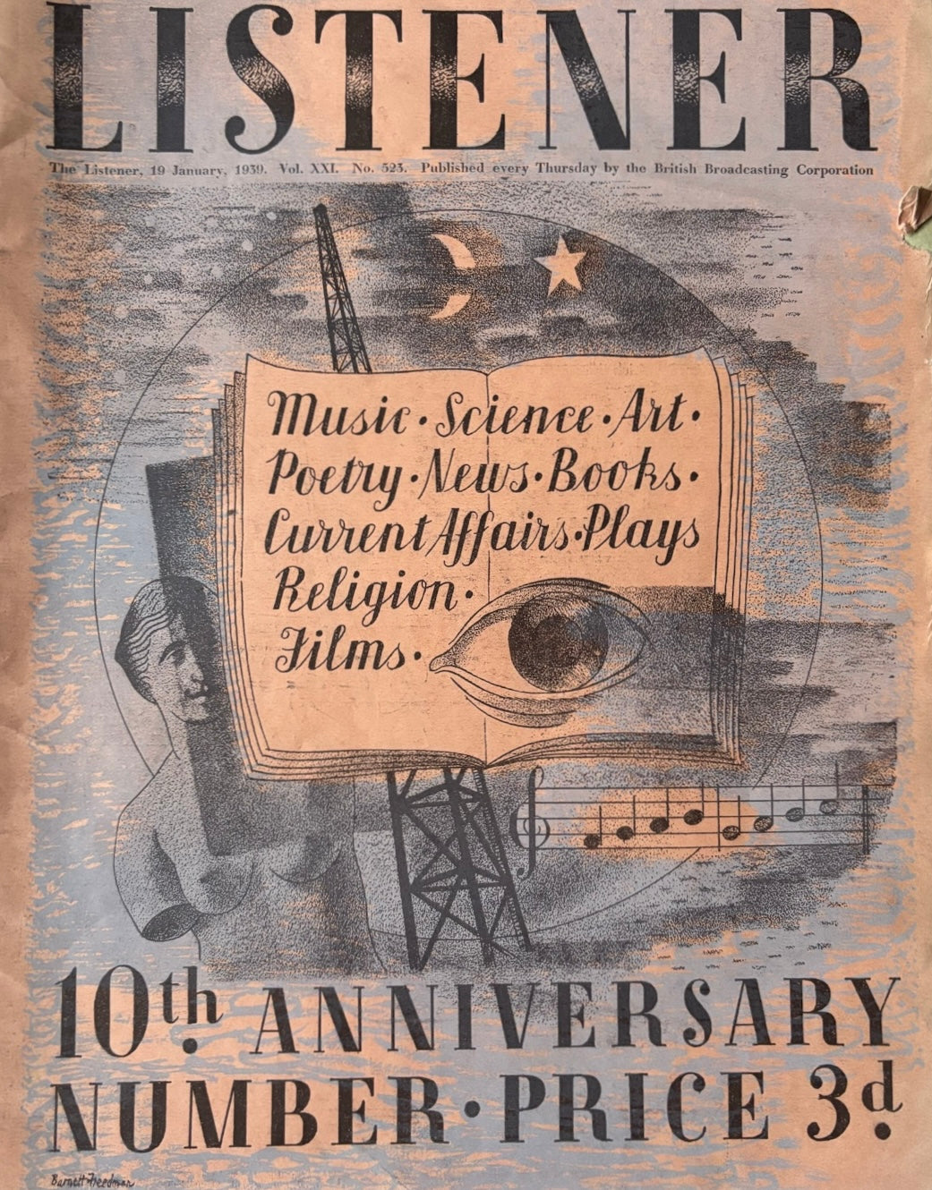 Barnett Freedman BBC THE LISTENER January 1939 E M FORSTER Stephen Spender